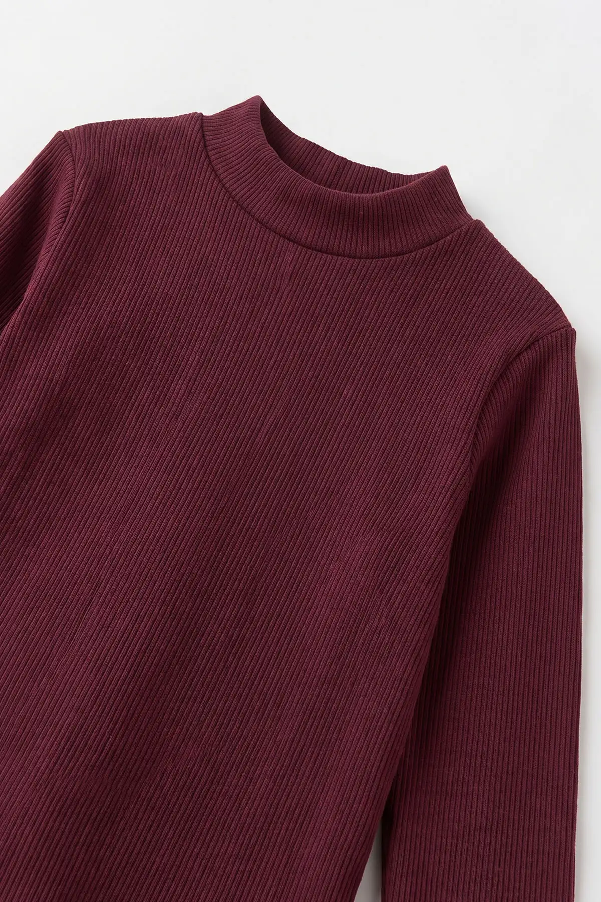 Mürdüm (5-12 Yaş) Yarım Balıkçı Yaka Kaşkorse Kız Çocuk Body Sweatshirt 493041