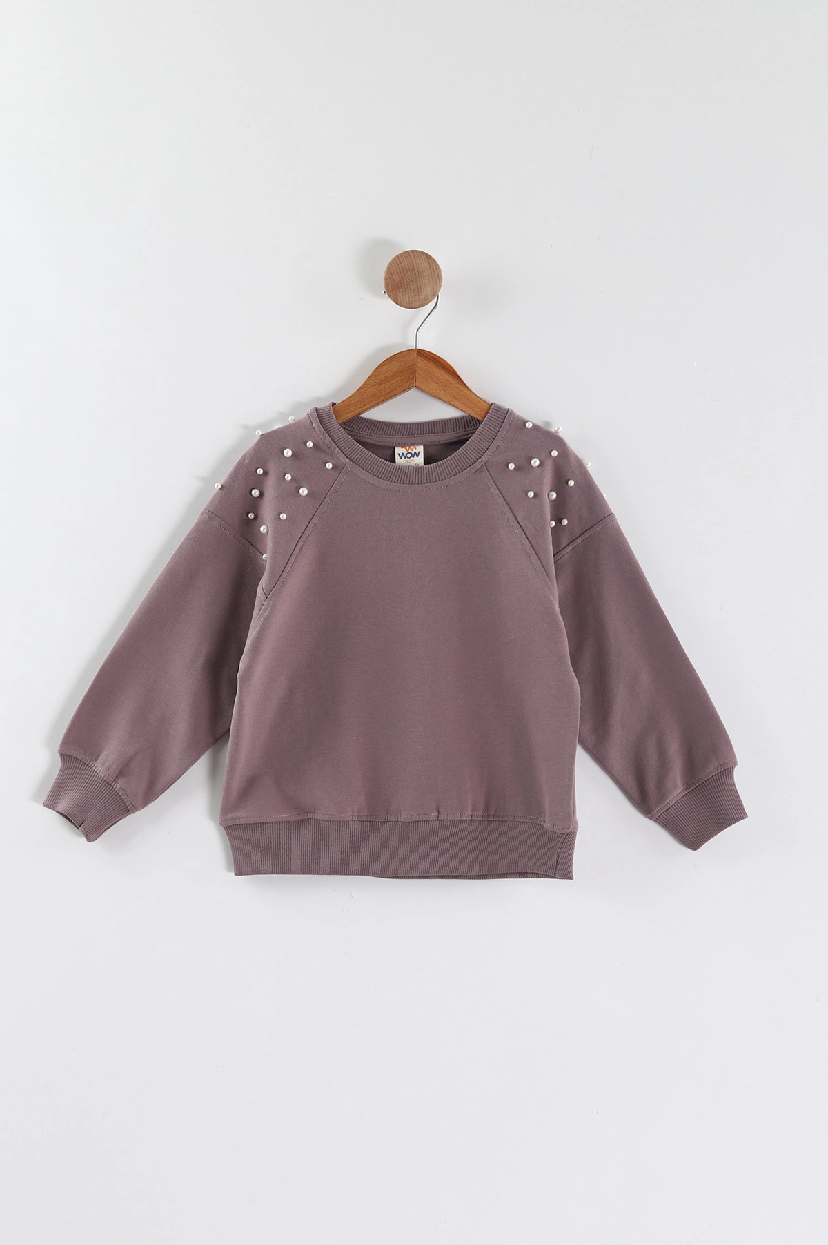 Mürdüm (5-8 Yaş)Omuzları İncili Kız Çocuk Sweatshirt 432894