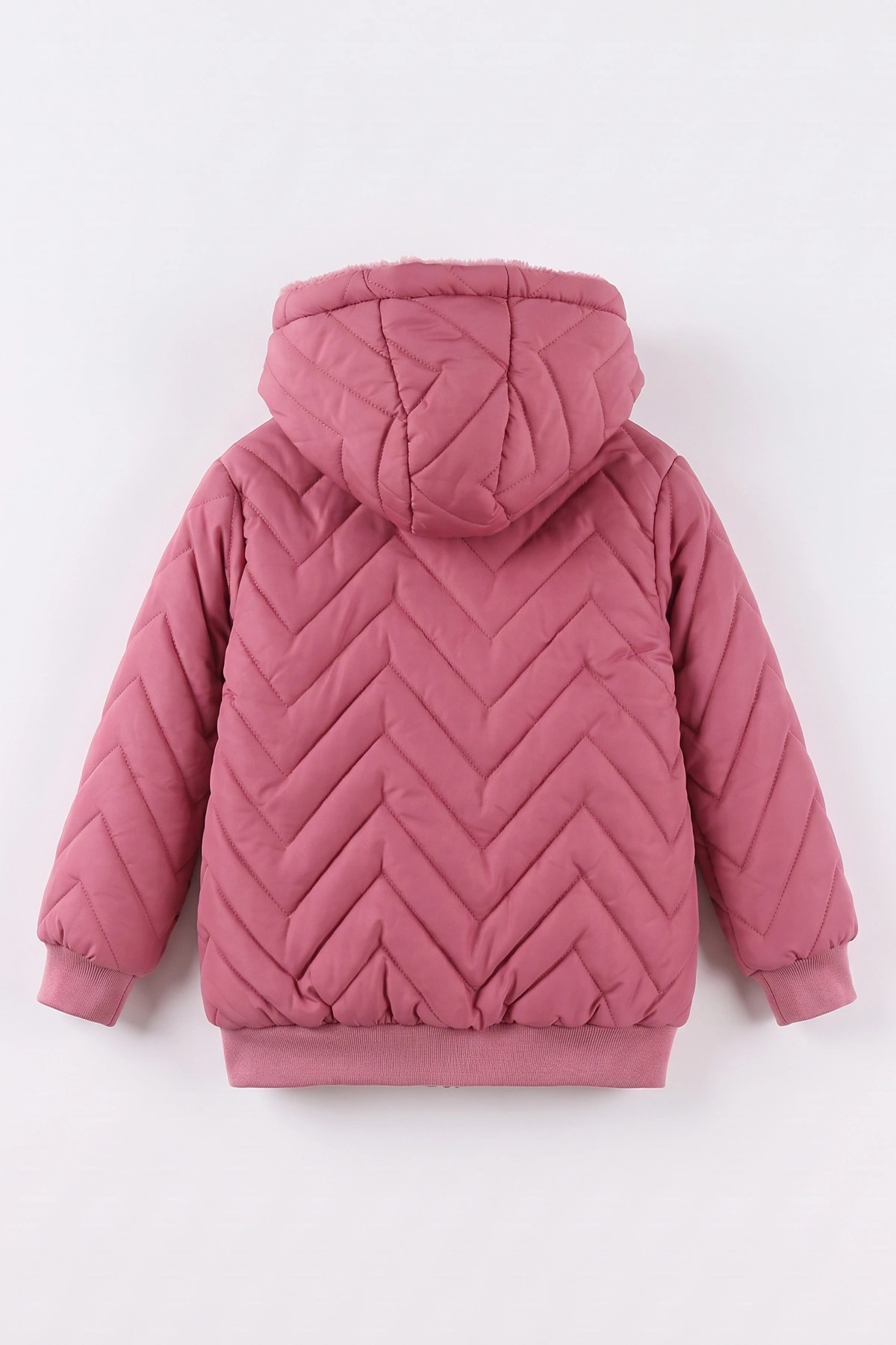 Mürdüm (5-9 Yaş) Çavuş Desenli Kapüşonlu Kız Çocuk Mont 494215