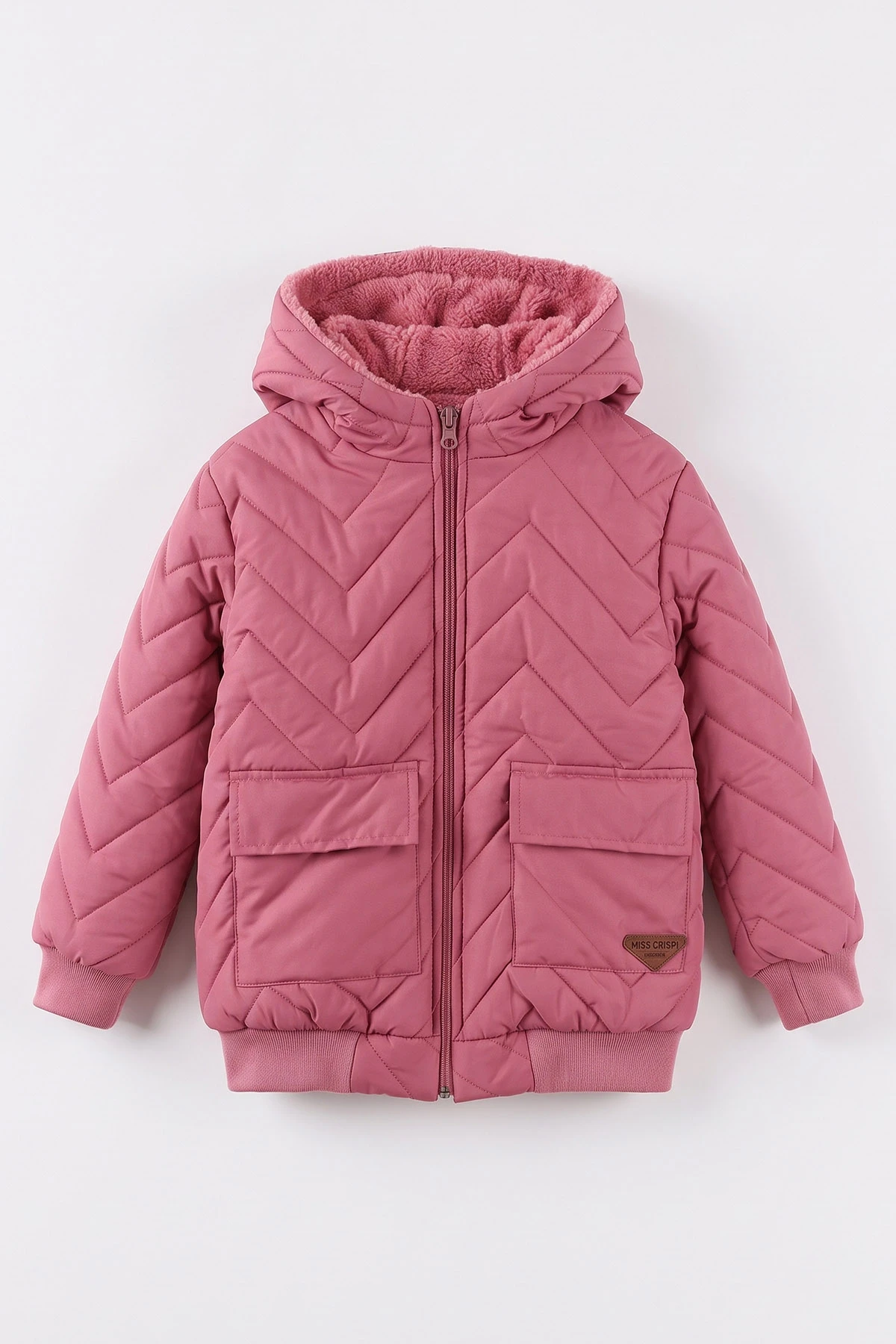 Mürdüm (5-9 Yaş) Çavuş Desenli Kapüşonlu Kız Çocuk Mont 494215