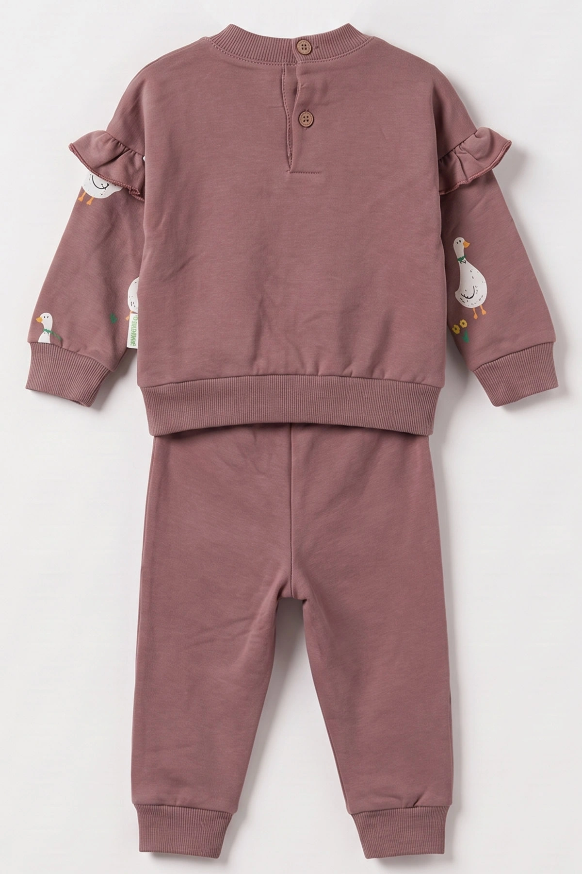 Mürdüm (6-24 Ay ) Ördek Baskılı Koldan Fırfırlı İki İp Kız Bebek Takım 479099