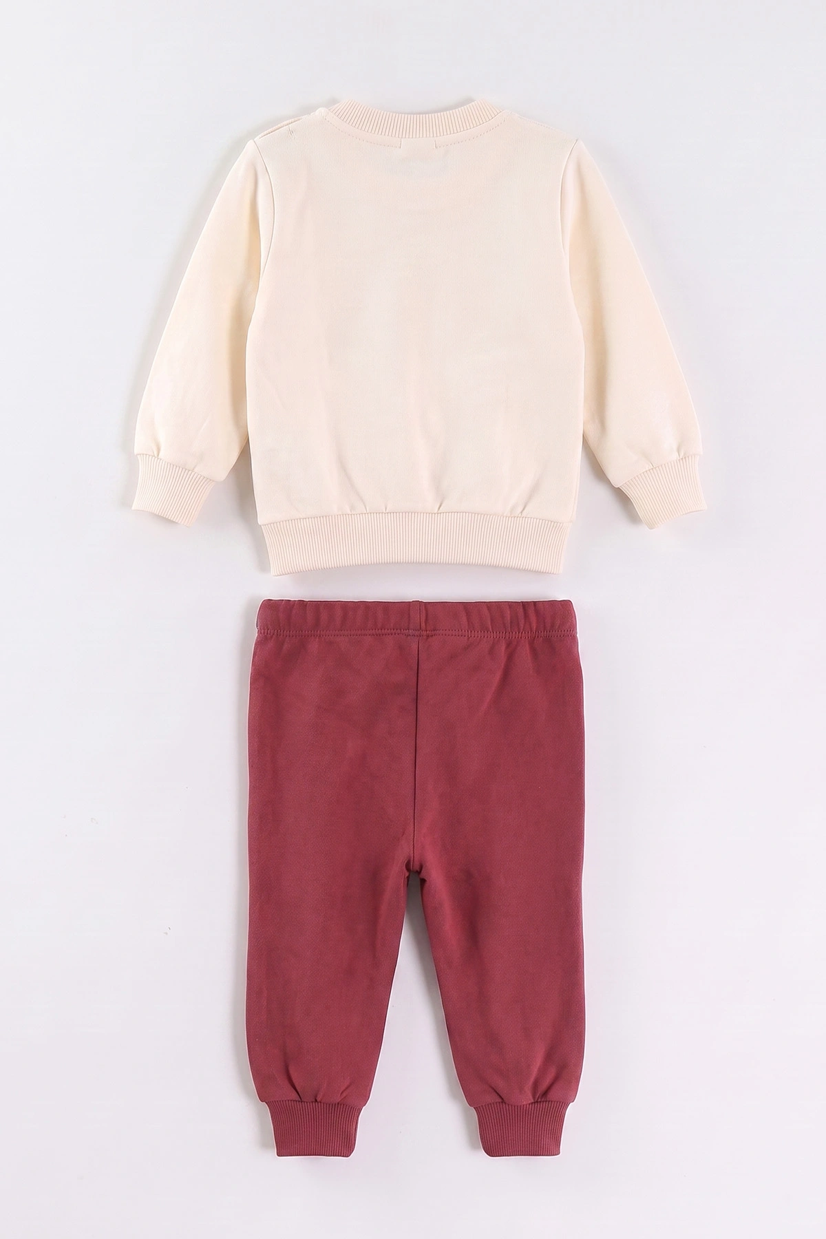Mürdüm (9-24 Ay) Baskılı Ponpon Detaylı  Kız Bebek Takım 476167