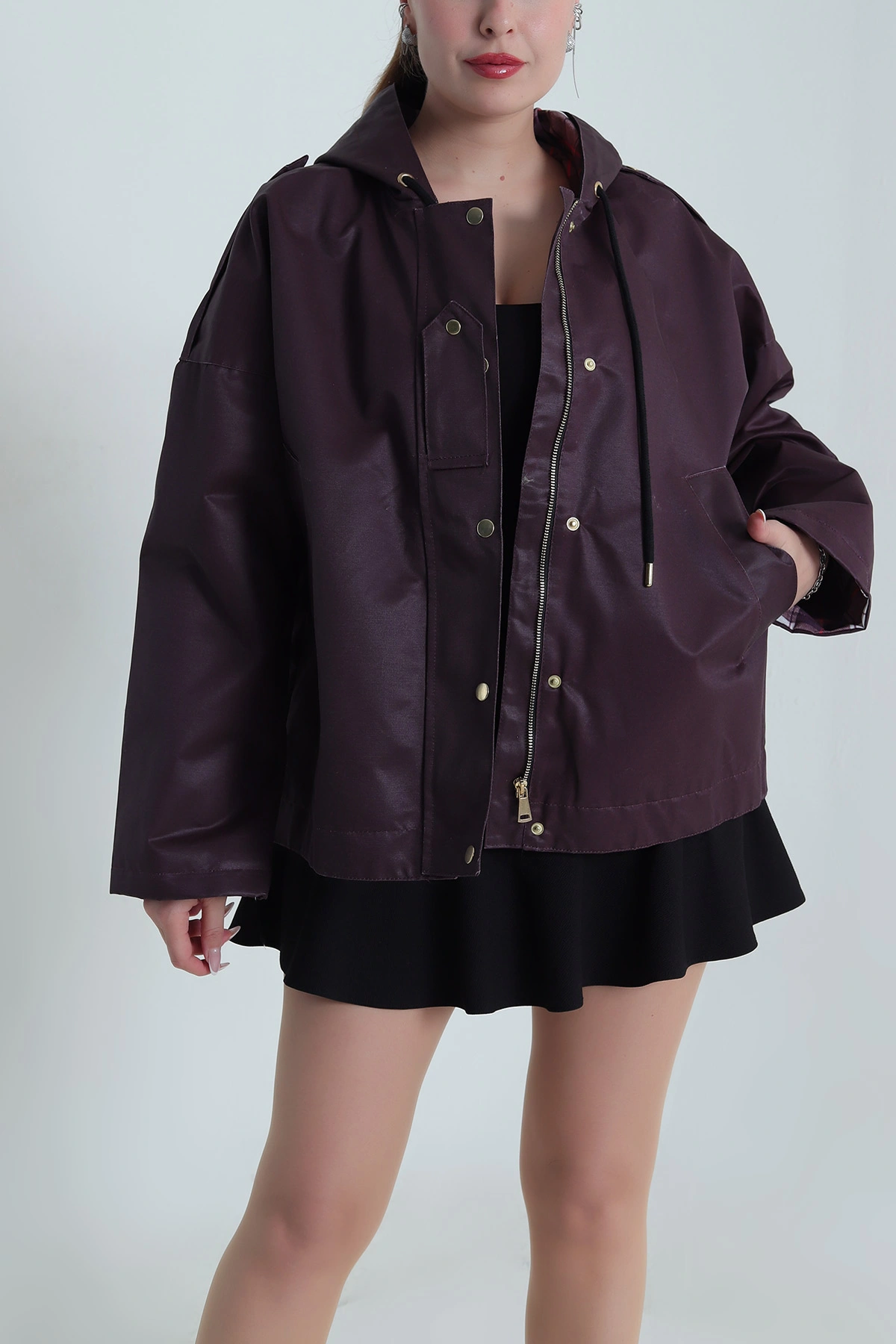 Mürdüm Barbour Kapüşonlu Kadın Ceket 488843