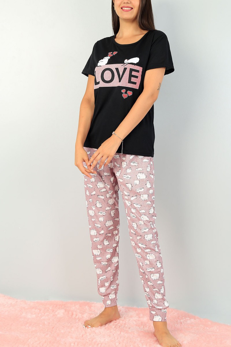 Mürdüm Baskılı Bayan Pijama Takımı 73625