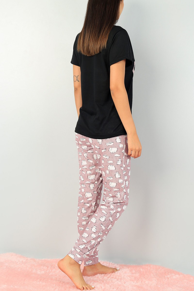 Mürdüm Baskılı Bayan Pijama Takımı 73625