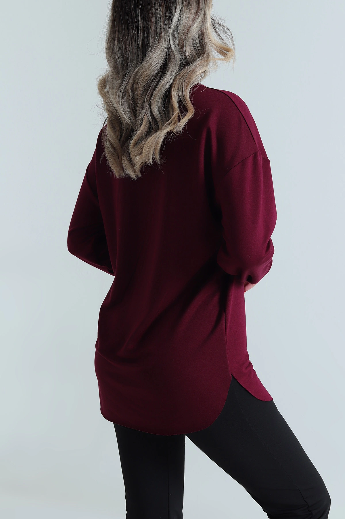 Mürdüm Baskılı Kristal Kadın Sweat Tunik 485148