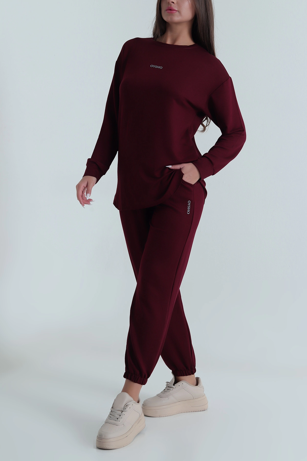 Mürdüm Bel ve Paça Lastikli Kadın Kristal Pijama Takımı 488247