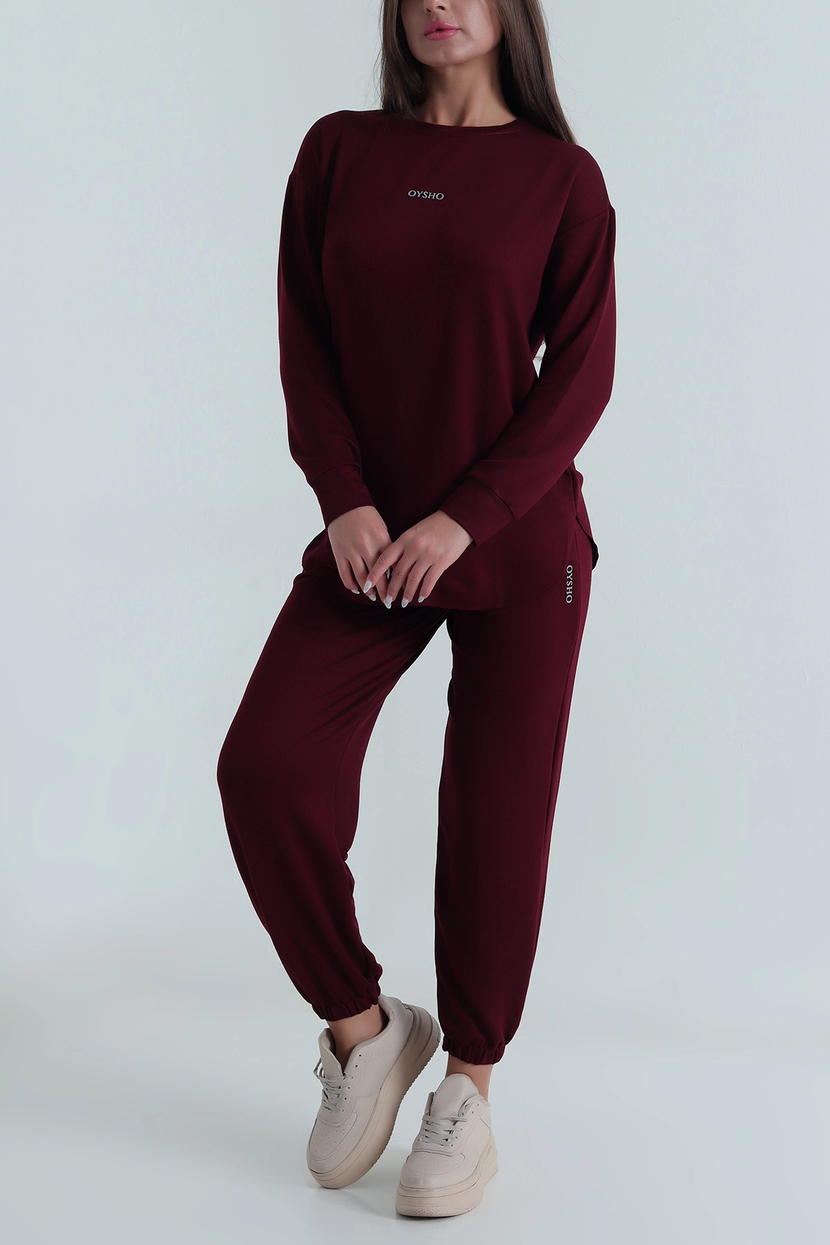 Mürdüm Bel ve Paça Lastikli Kadın Kristal Pijama Takımı 488247