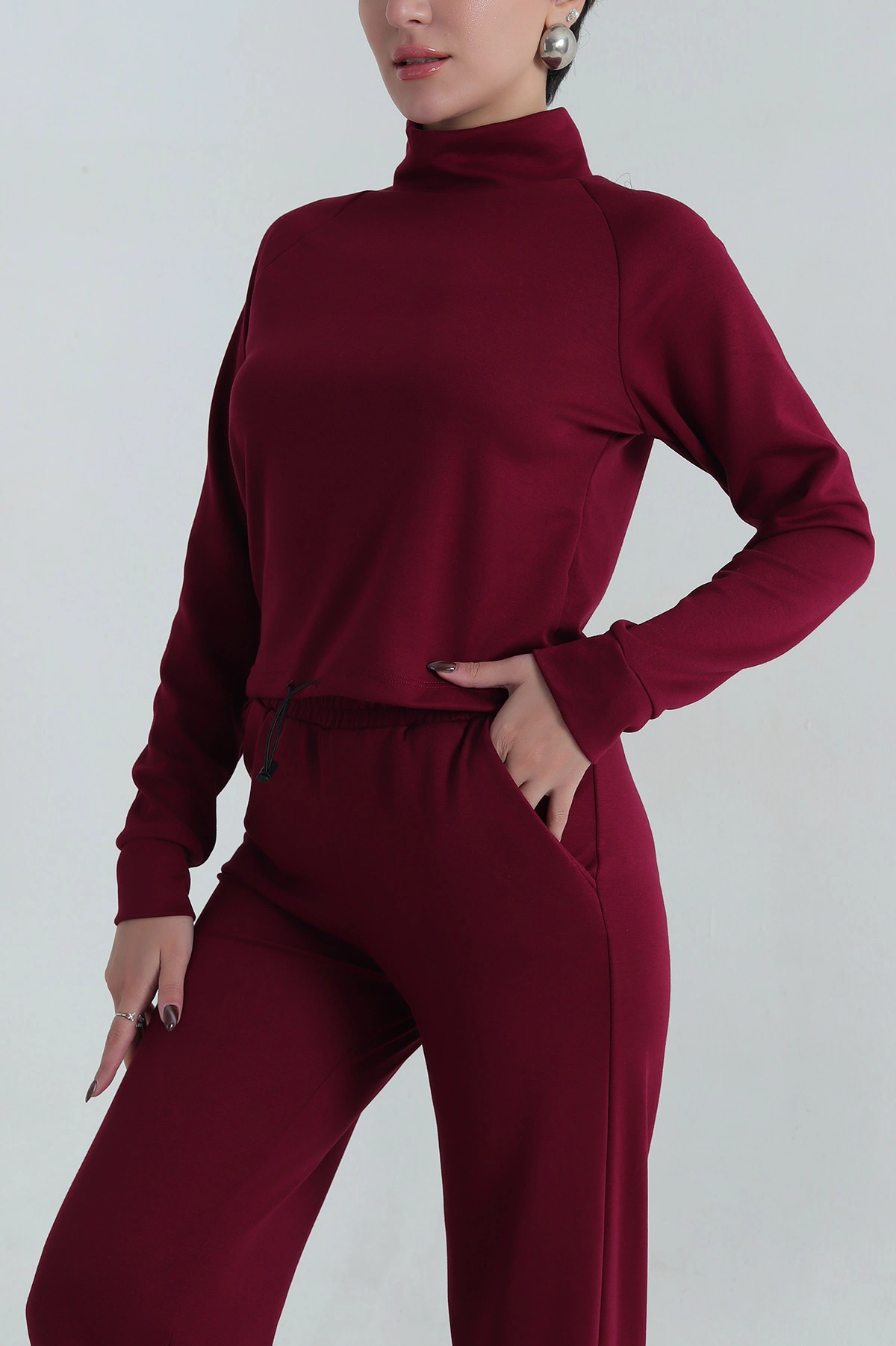 Mürdüm Bel ve Paça Sıkmalı Oysho Kadın İkili Takım 406988