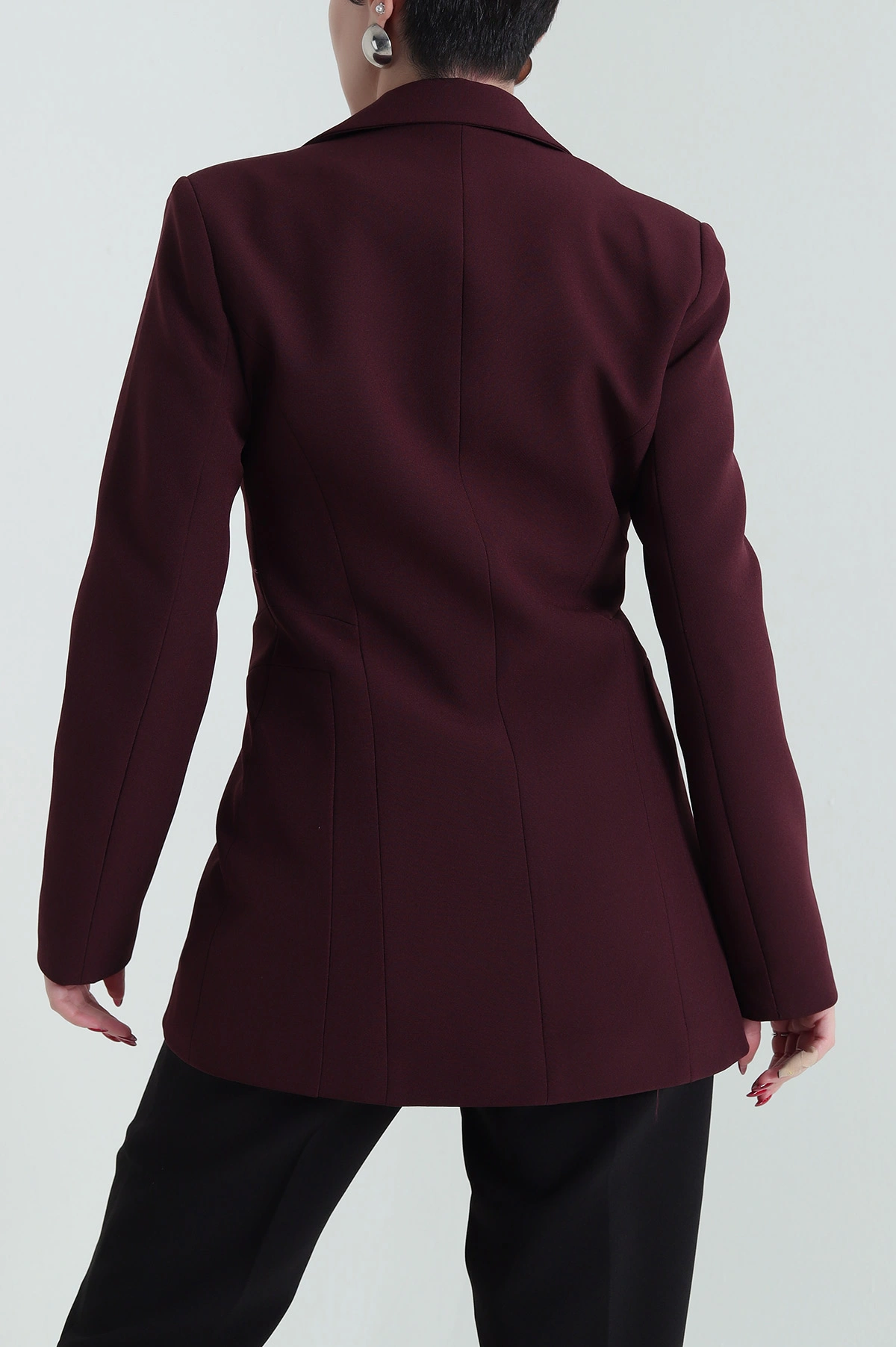 Mürdüm Blazer Atlas Kadın Ceket 429782