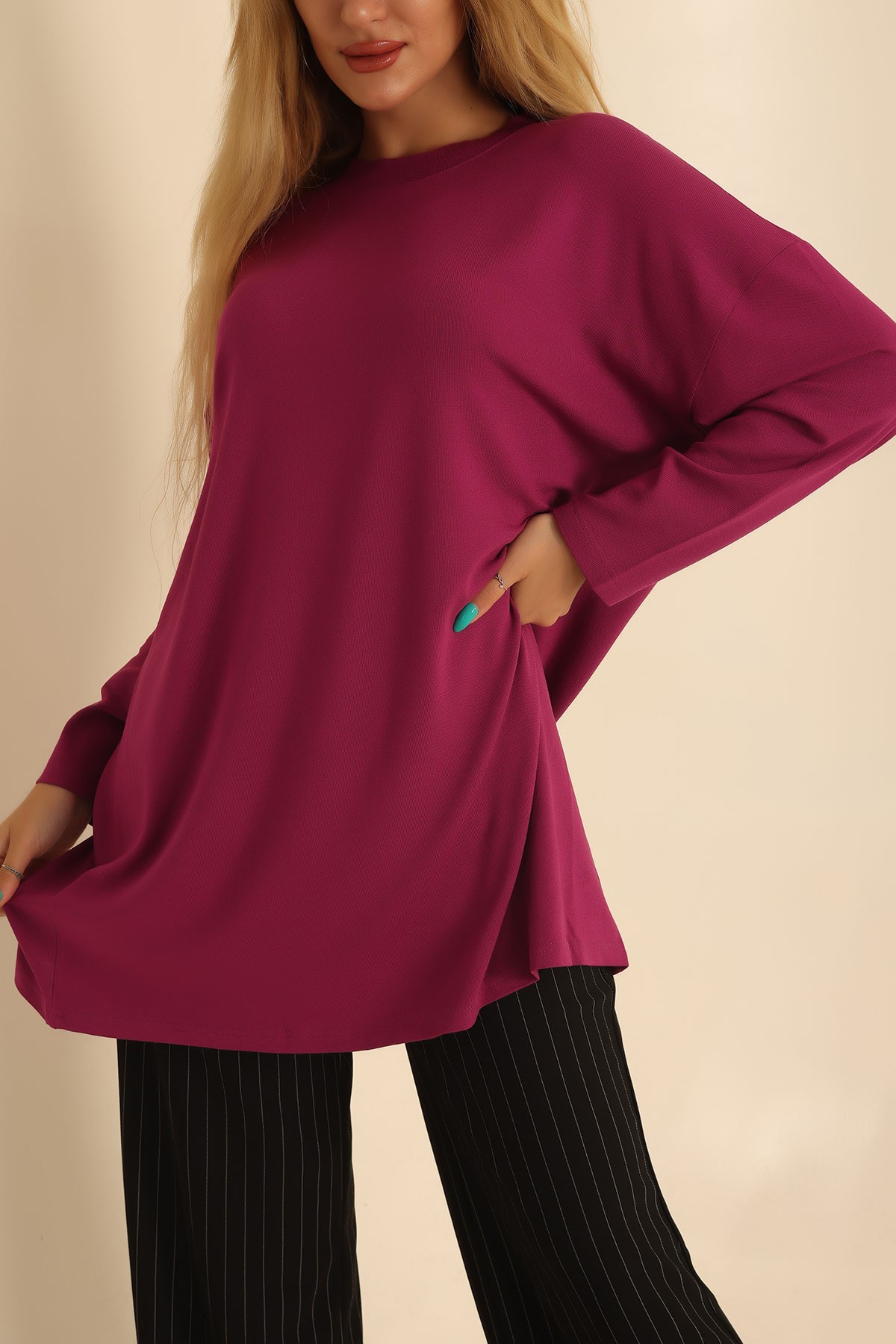 Mürdüm Çilek Kumaş Tunik 204123