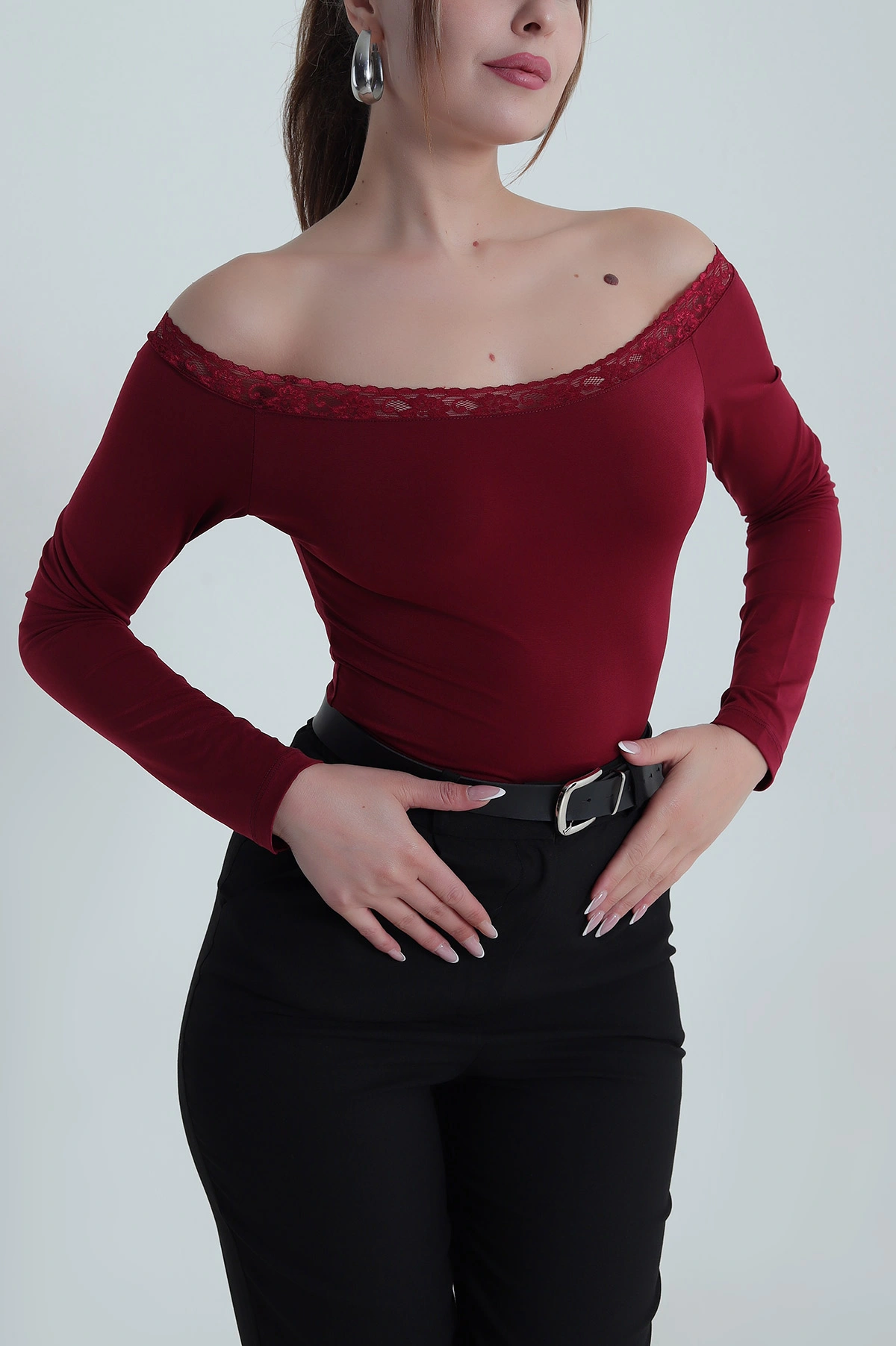 Mürdüm Dantelli Sandy Kadın Bluz 486981