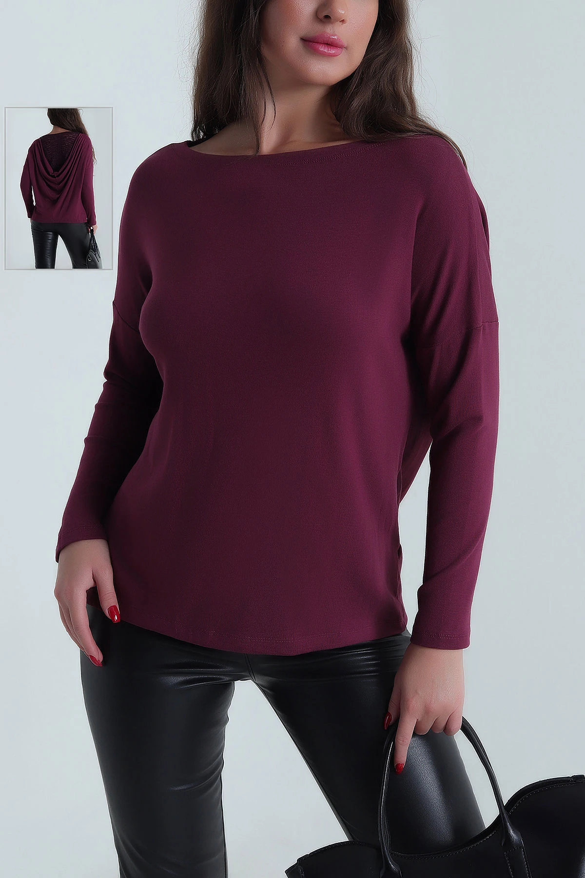Mürdüm Dantelli Tasarım Kadın Viskon Bluz 489461