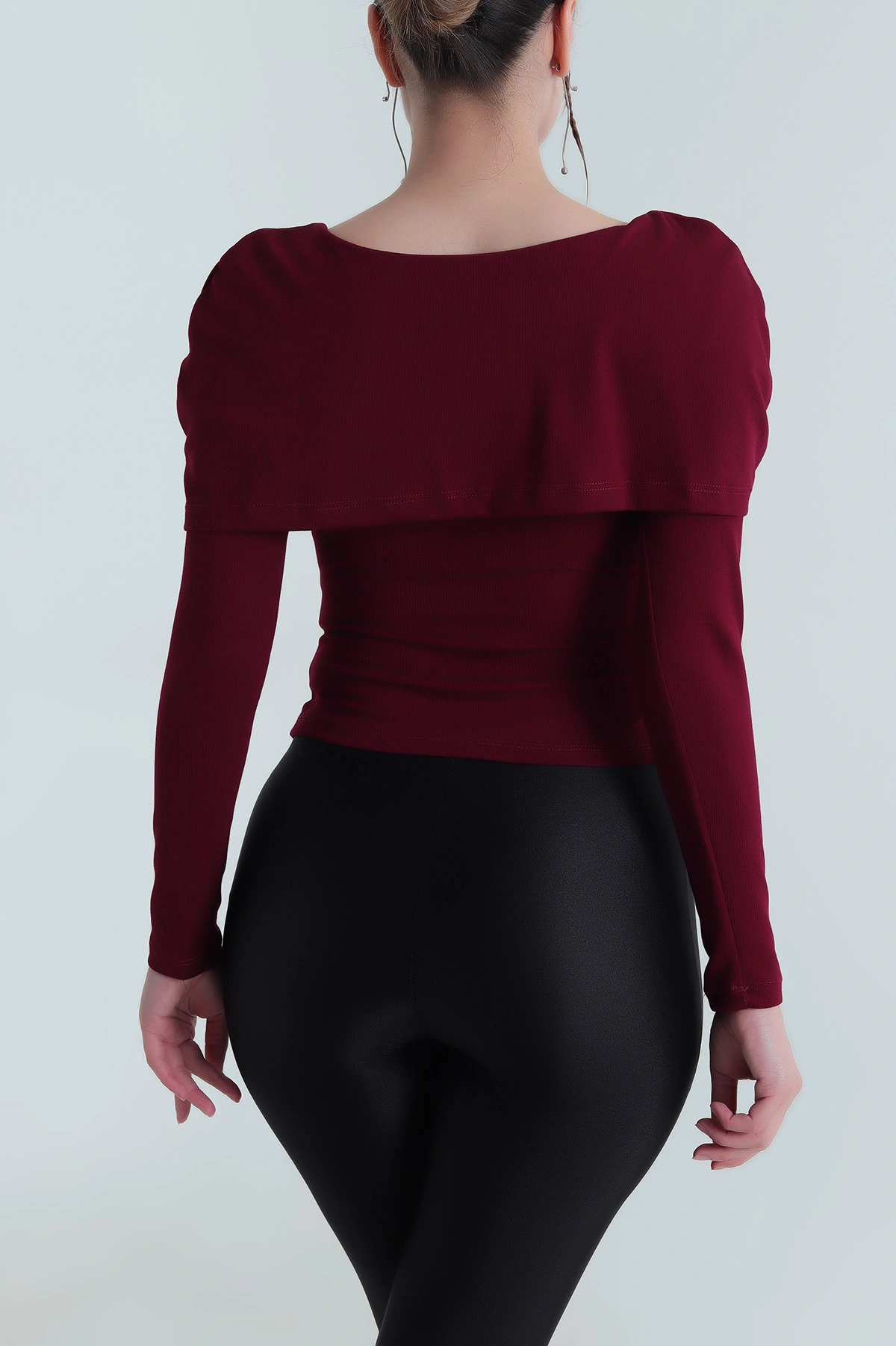 Mürdüm Fitilli Modal Kadın Bluz 482835