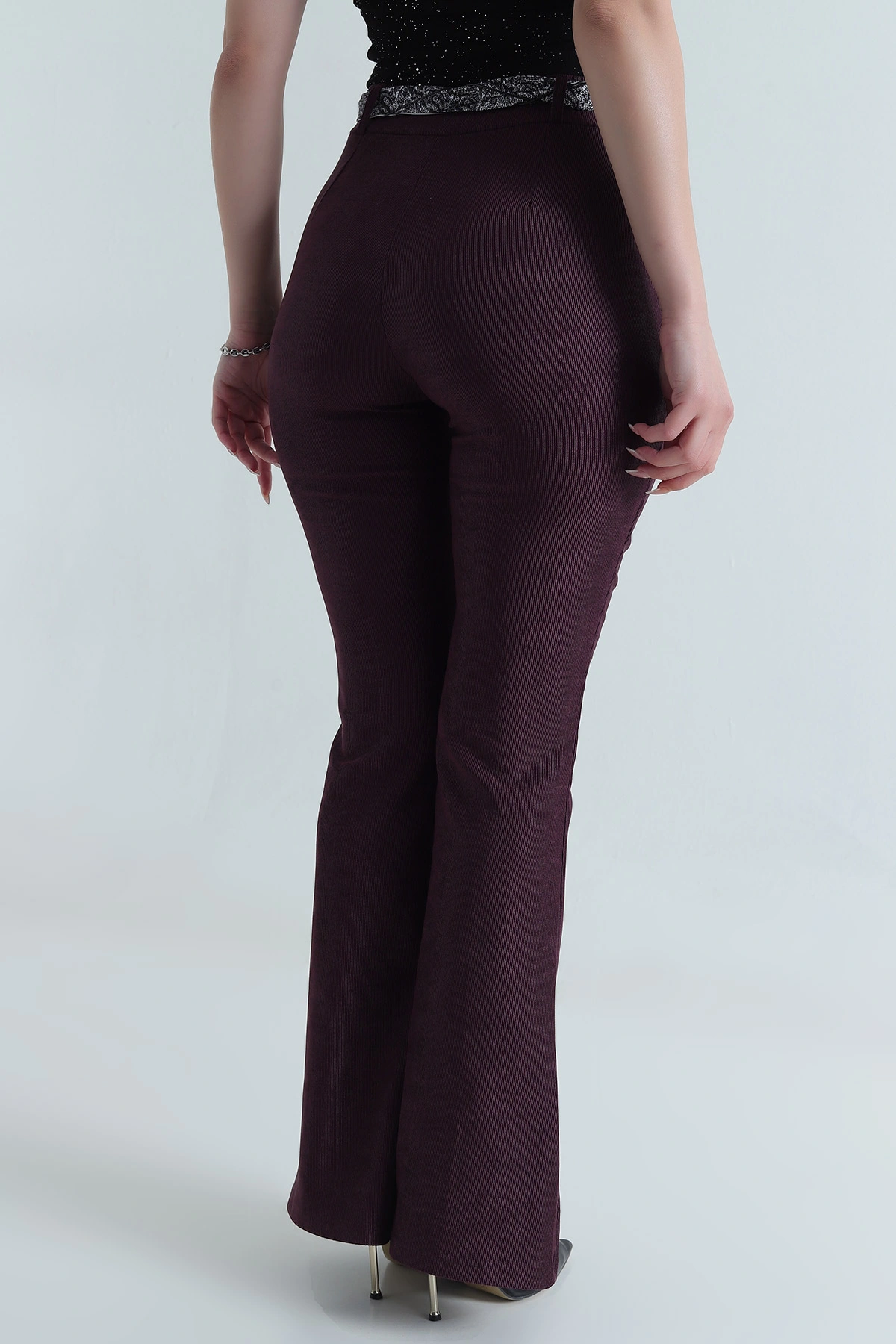Mürdüm Kemerli Massimo Kadın Pantolon 489855