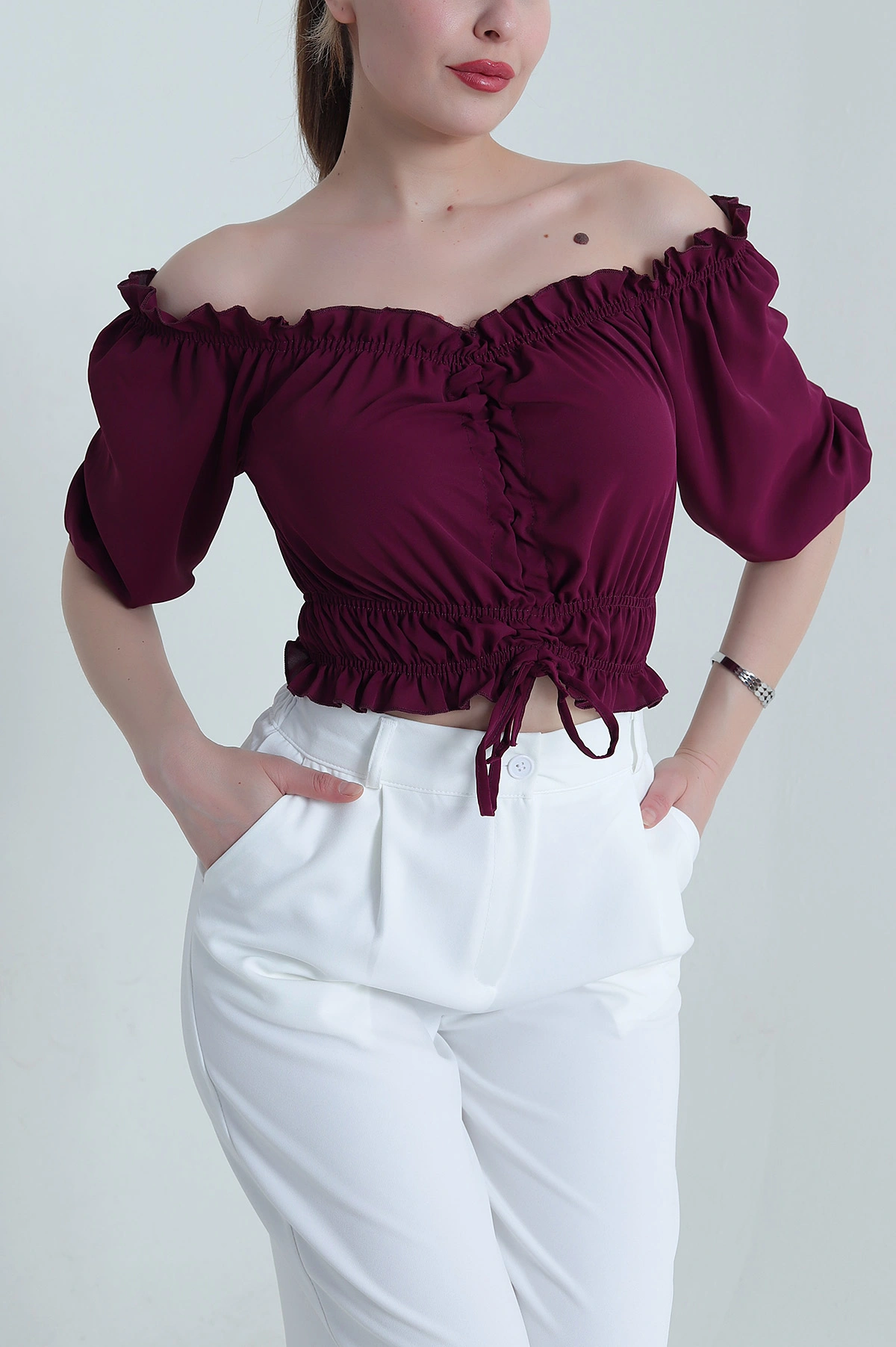 Mürdüm Madonna Yaka Jesica Kadın Bluz 459124