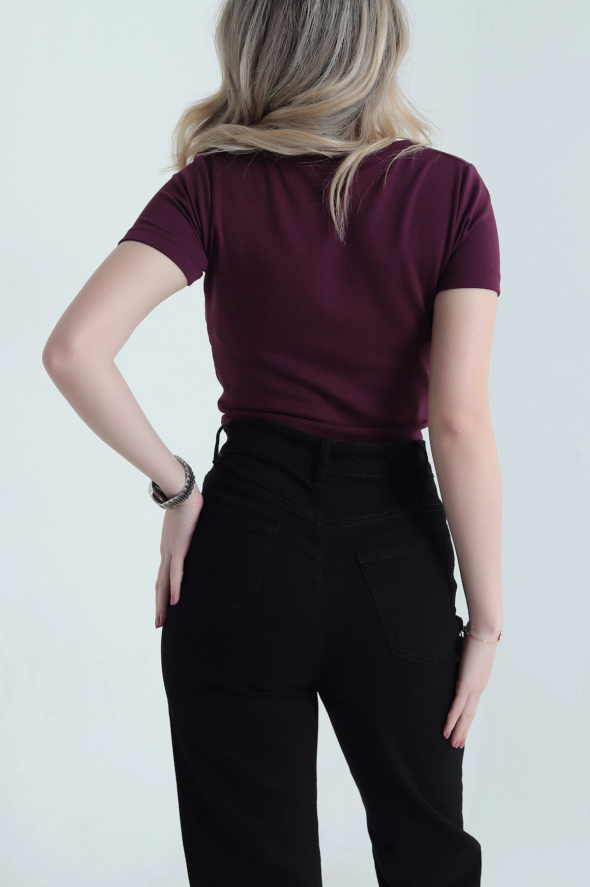 Mürdüm Önü Büzgülü Oysho Kadın Crop 458095