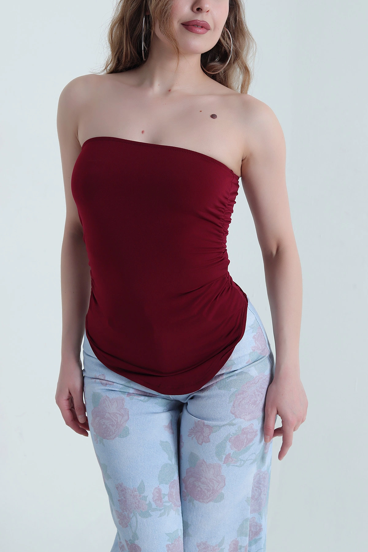 Mürdüm Oval Kesim Sandy Kadın Bluz 449031