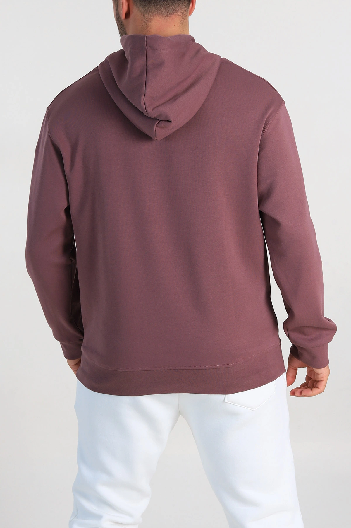 Mürdüm Oversize Duble Kumaş Basic Erkek Kapüşonlu Sweatshirt 300186