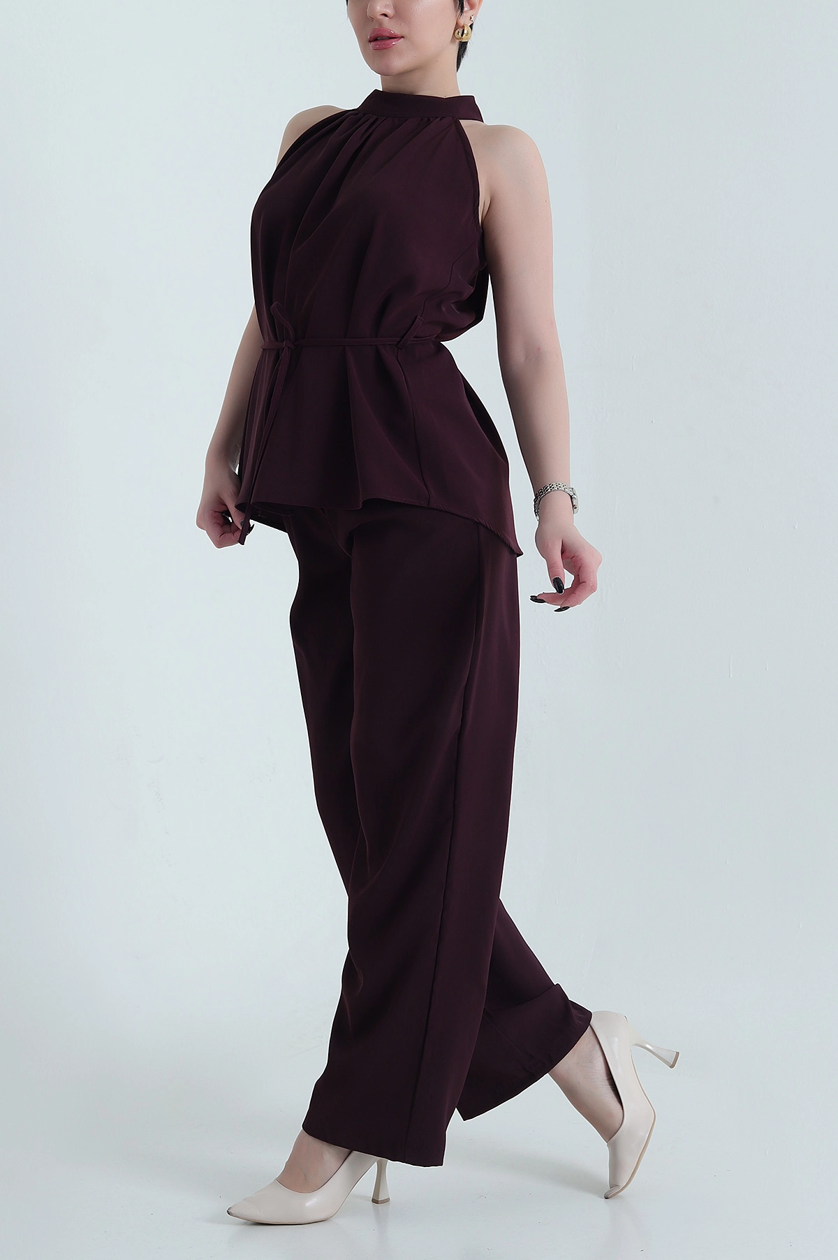 Mürdüm Pantolon Bluz Kadın Linda İkili Takım 452909