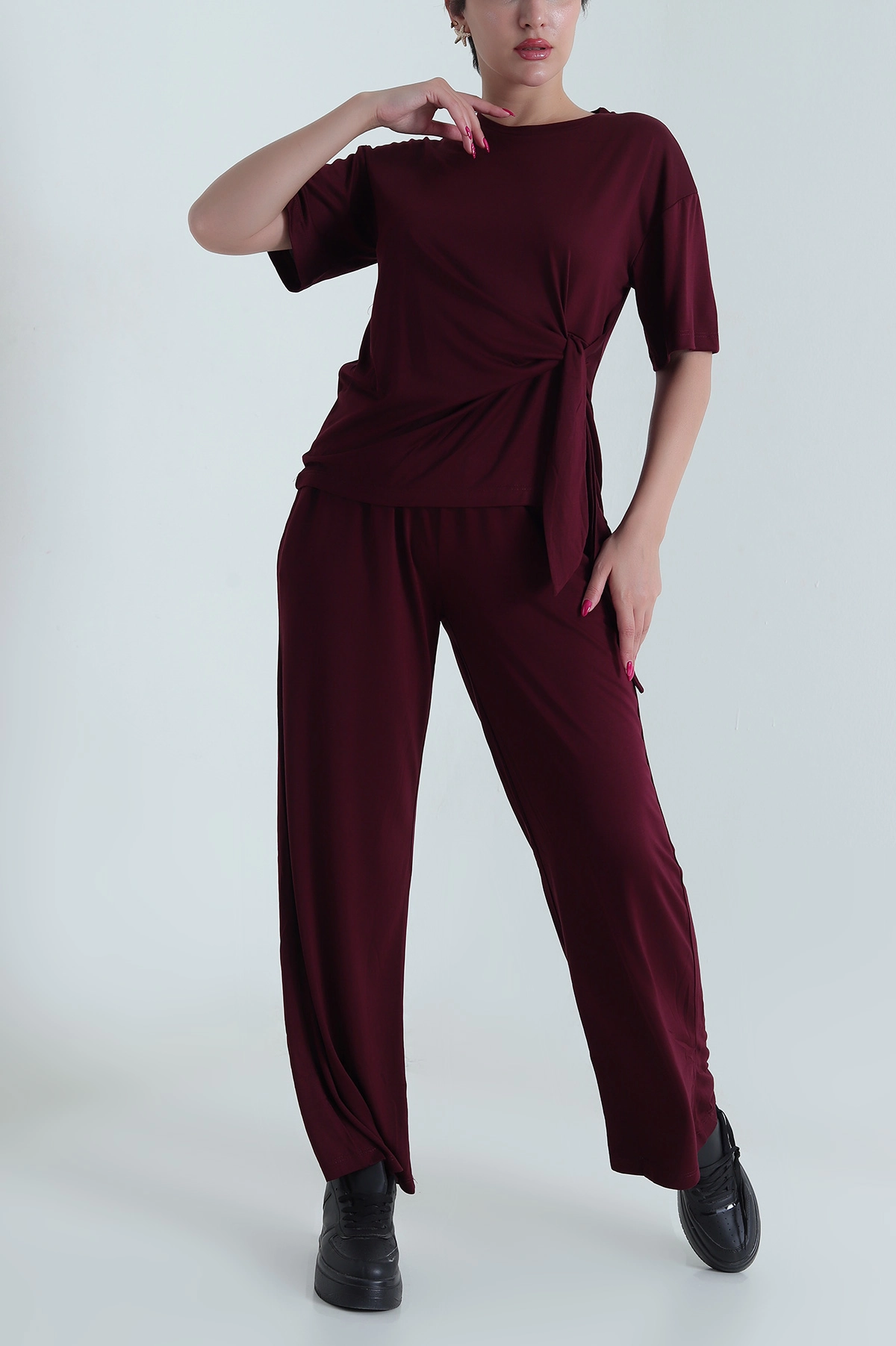 Mürdüm Pantolon Bluz Modal Kadın İkili Takım 475664