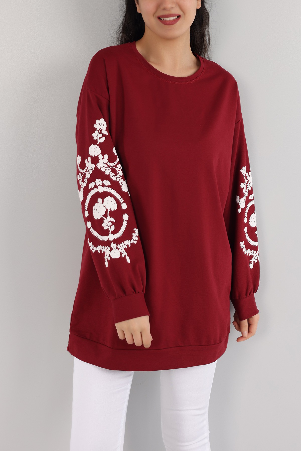 Mürdüm Plastik Baskılı Tunik 165244