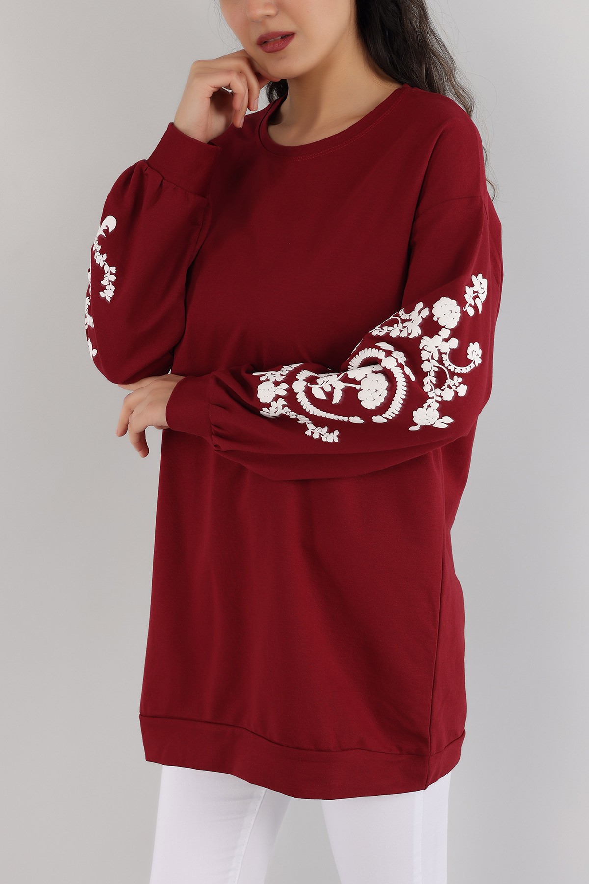 Mürdüm Plastik Baskılı Tunik 165244