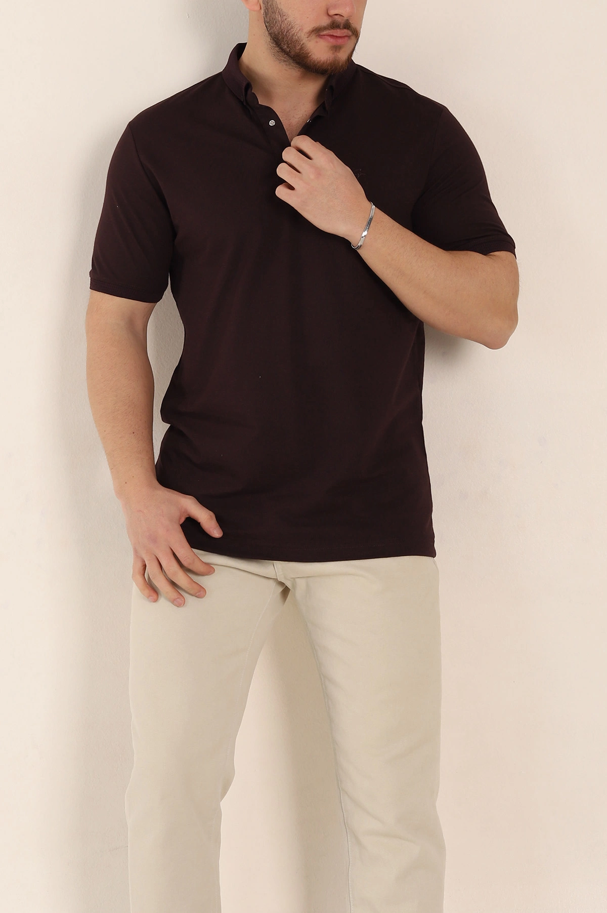 Mürdüm Regular Fit Dokulu Polo Yaka Erkek Tişört 342493