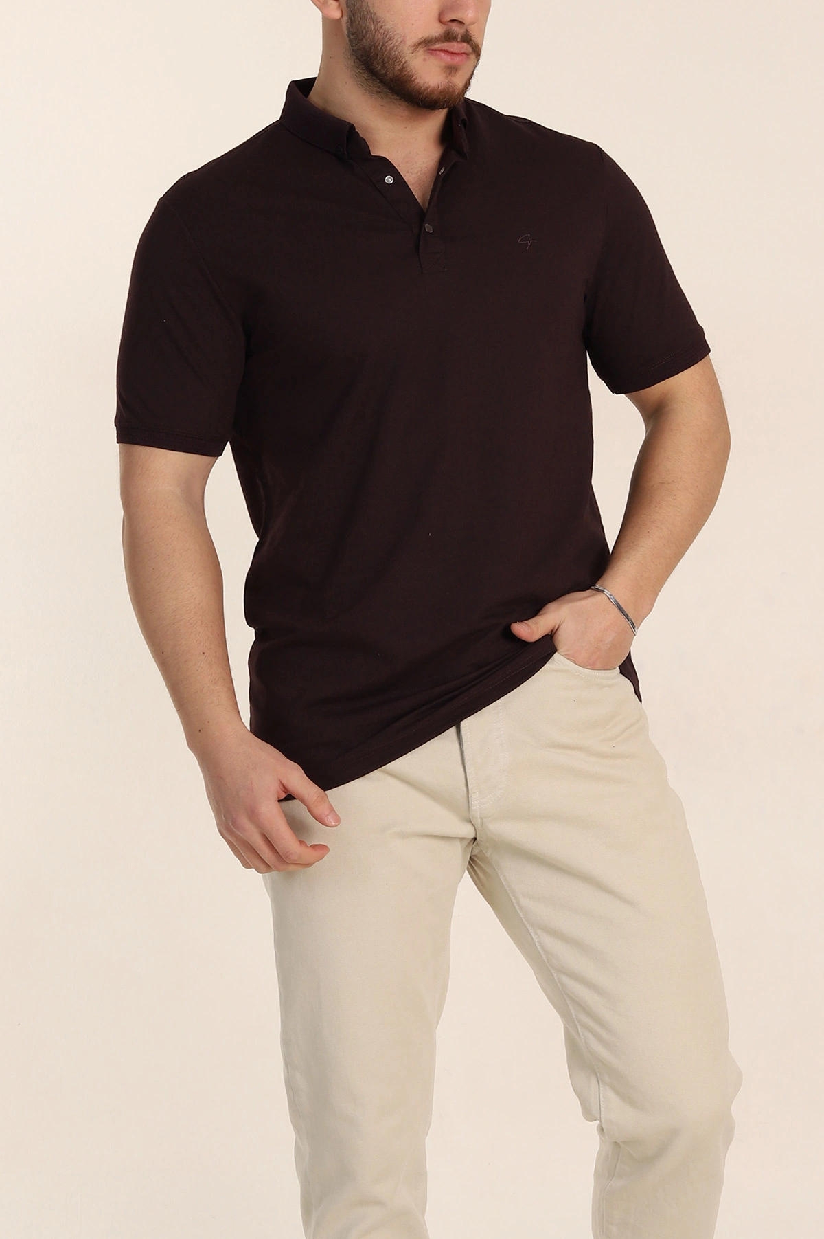 Mürdüm Regular Fit Dokulu Polo Yaka Erkek Tişört 342493