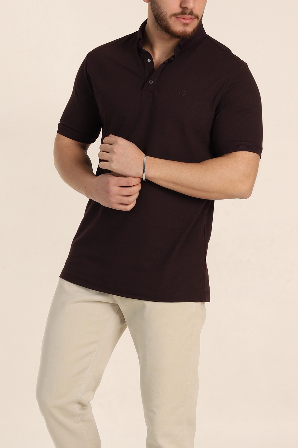 Mürdüm Regular Fit Dokulu Polo Yaka Erkek Tişört 342493