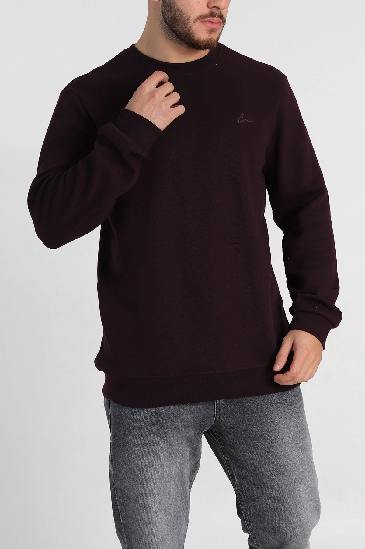 Mürdüm Regular Fit İnterlok Kumaş Pike Doku Basic Erkek Sweatshirt 311090