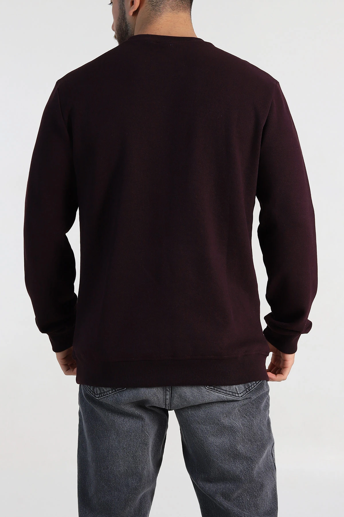 Mürdüm Regular Fit İnterlok Kumaş Pike Doku Basic Erkek Sweatshirt 311090