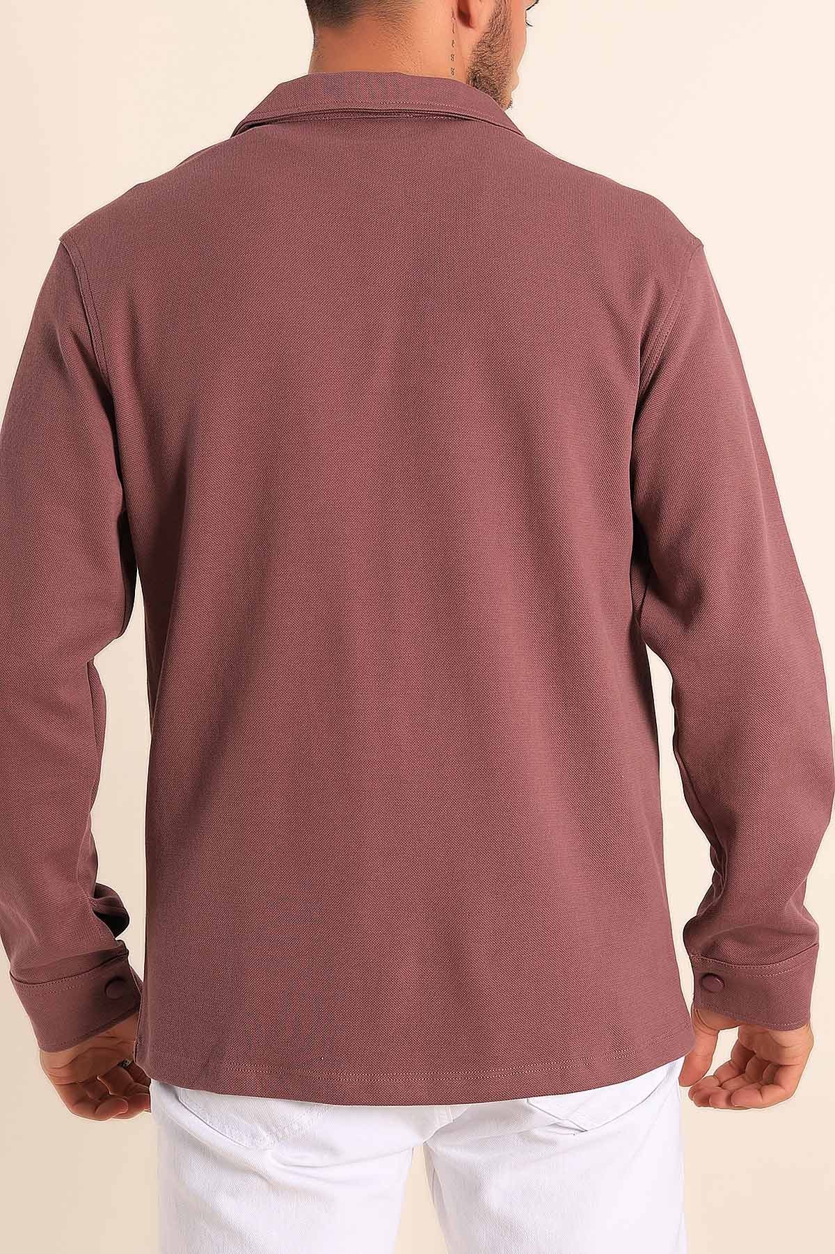 Mürdüm Relaxed Fit Çift Cepli Çıt Çıt Düğmeli Uzun Kollu Erkek Gömlek 201333