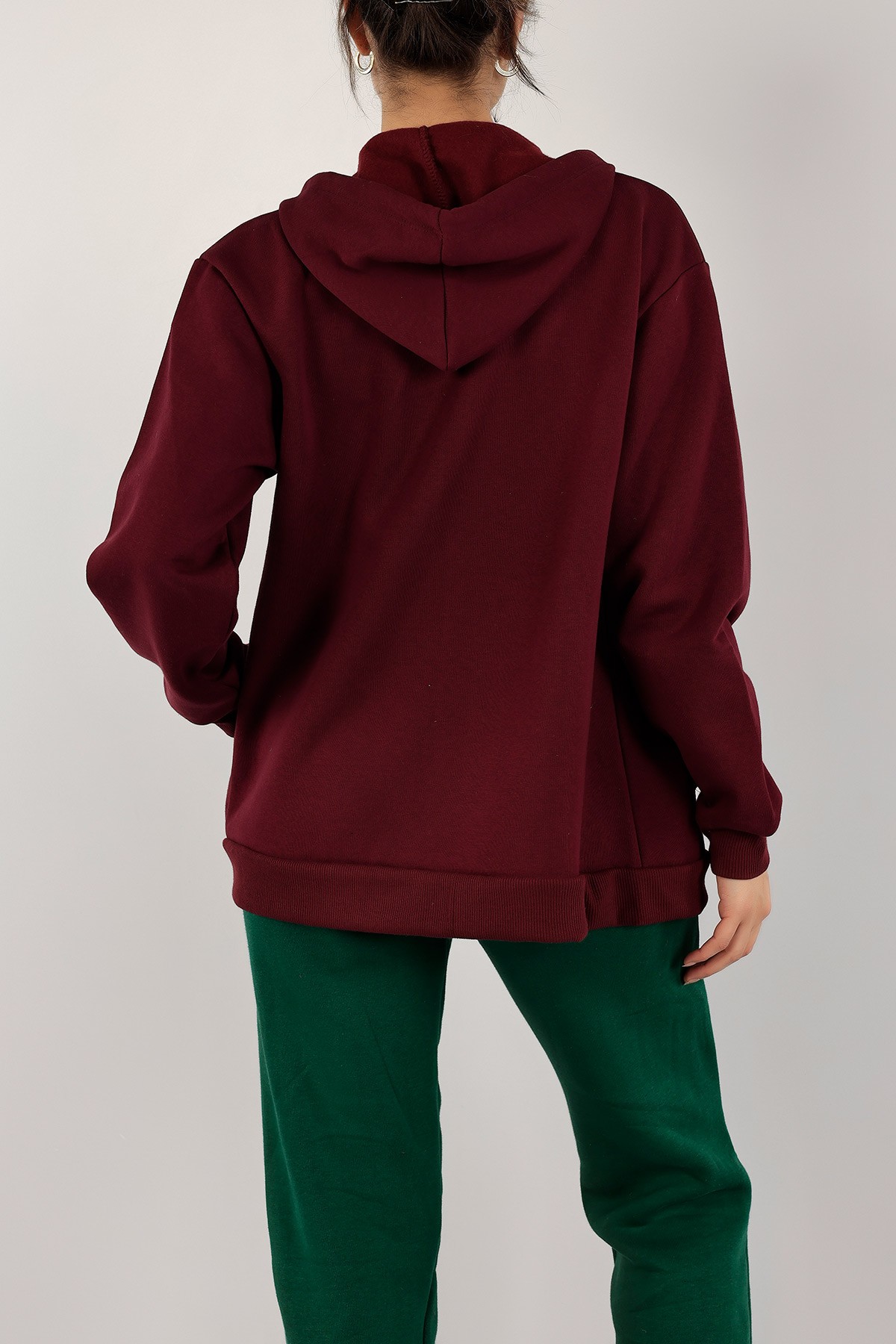 Mürdüm Şardonlu Bayan Fermuarlı Sweat Hırka 138127