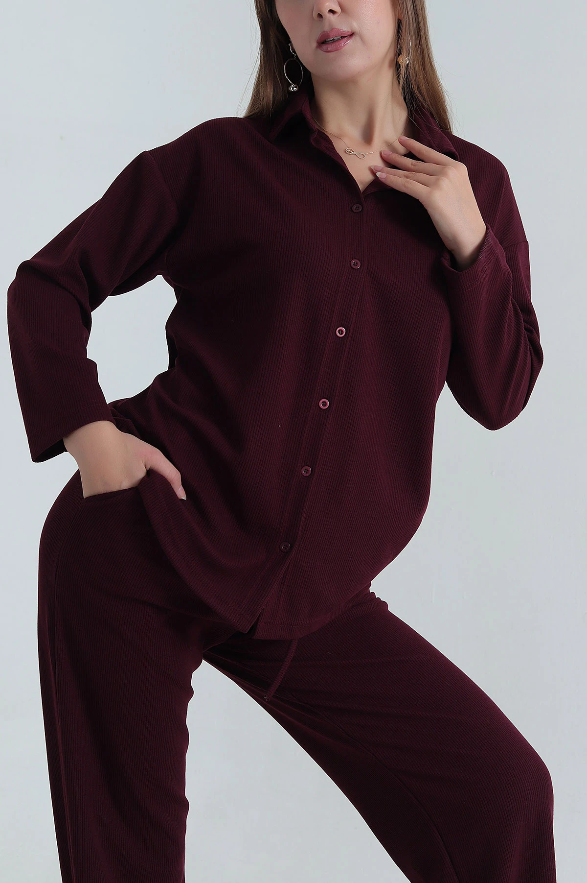 Mürdüm Selanik Triko Kadın İkili Takım 397851