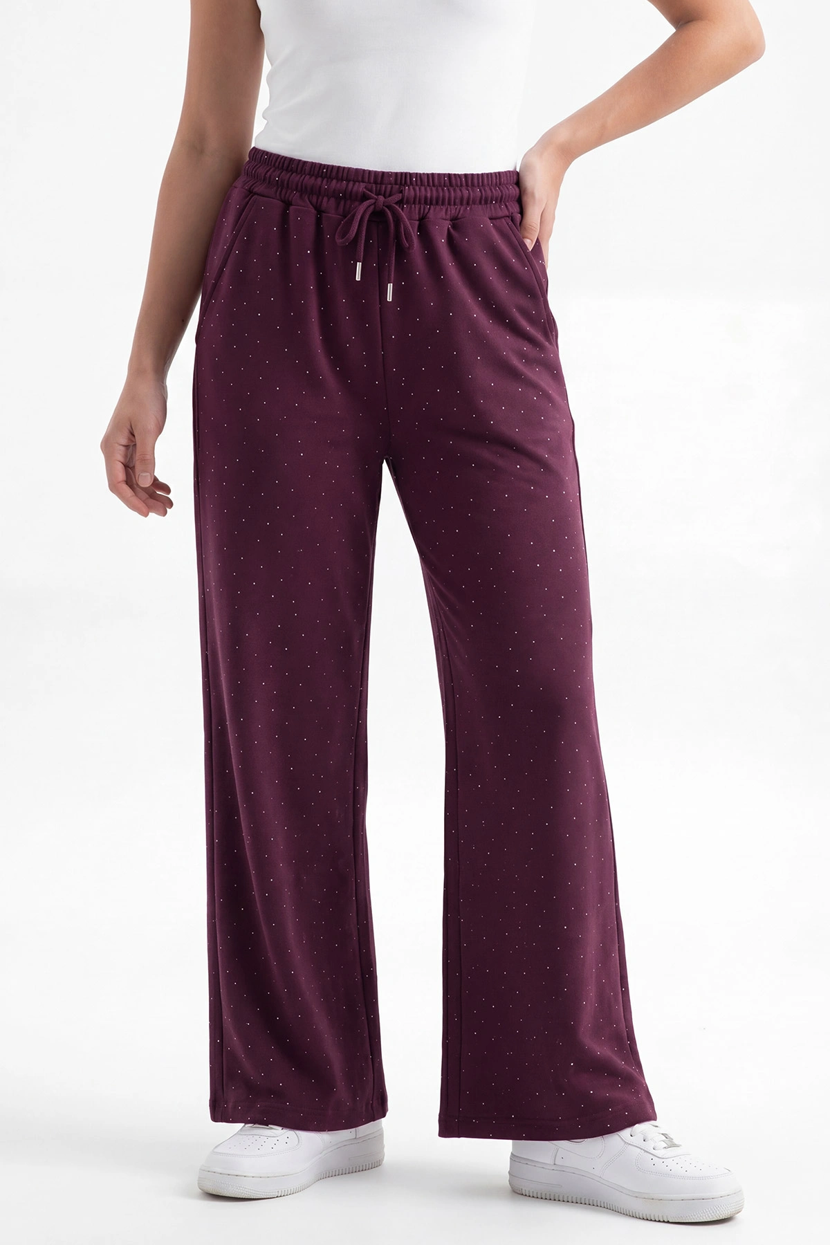 Mürdüm Taşlı Modal Kadın Pantolon 450845