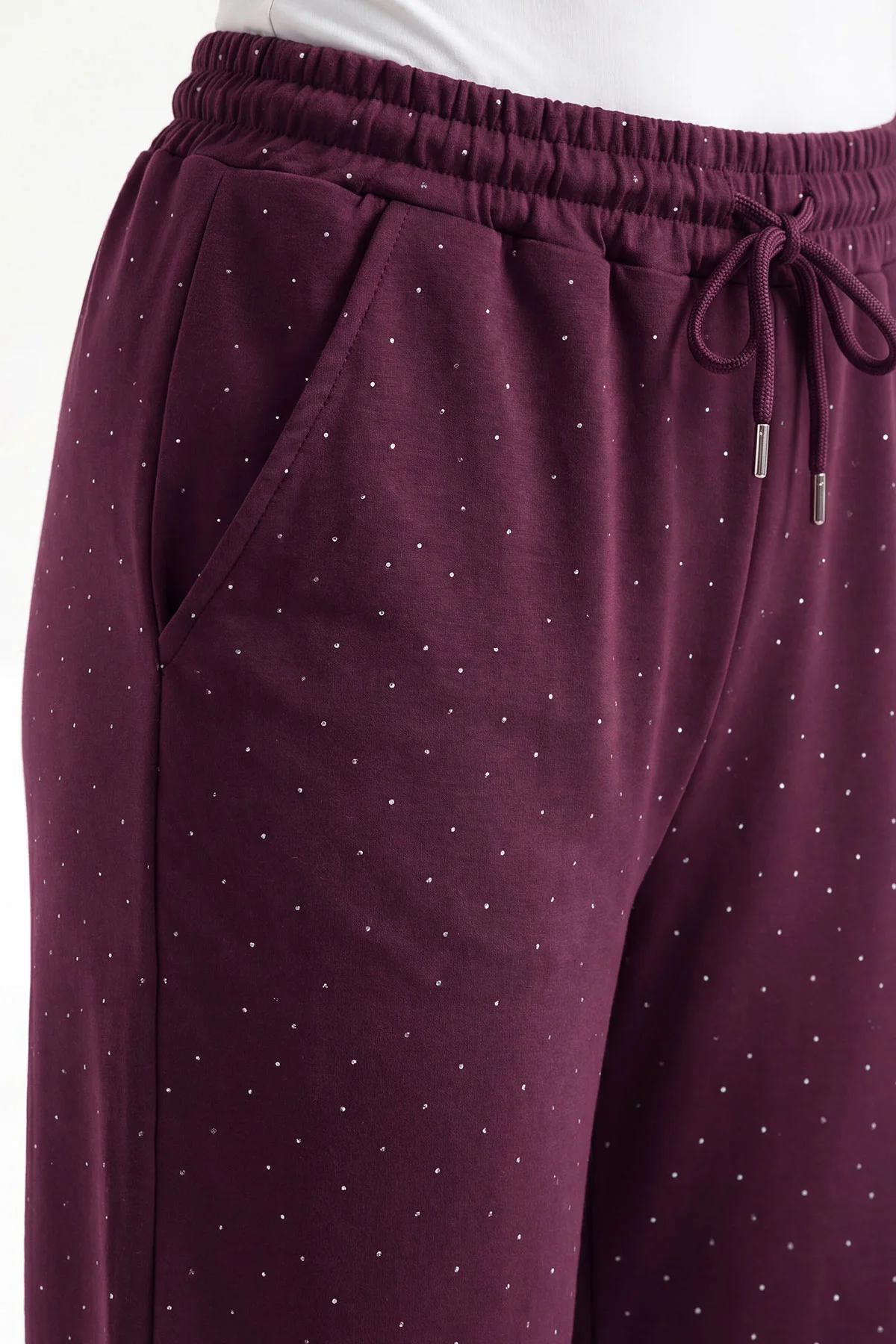 Mürdüm Taşlı Modal Kadın Pantolon 450845