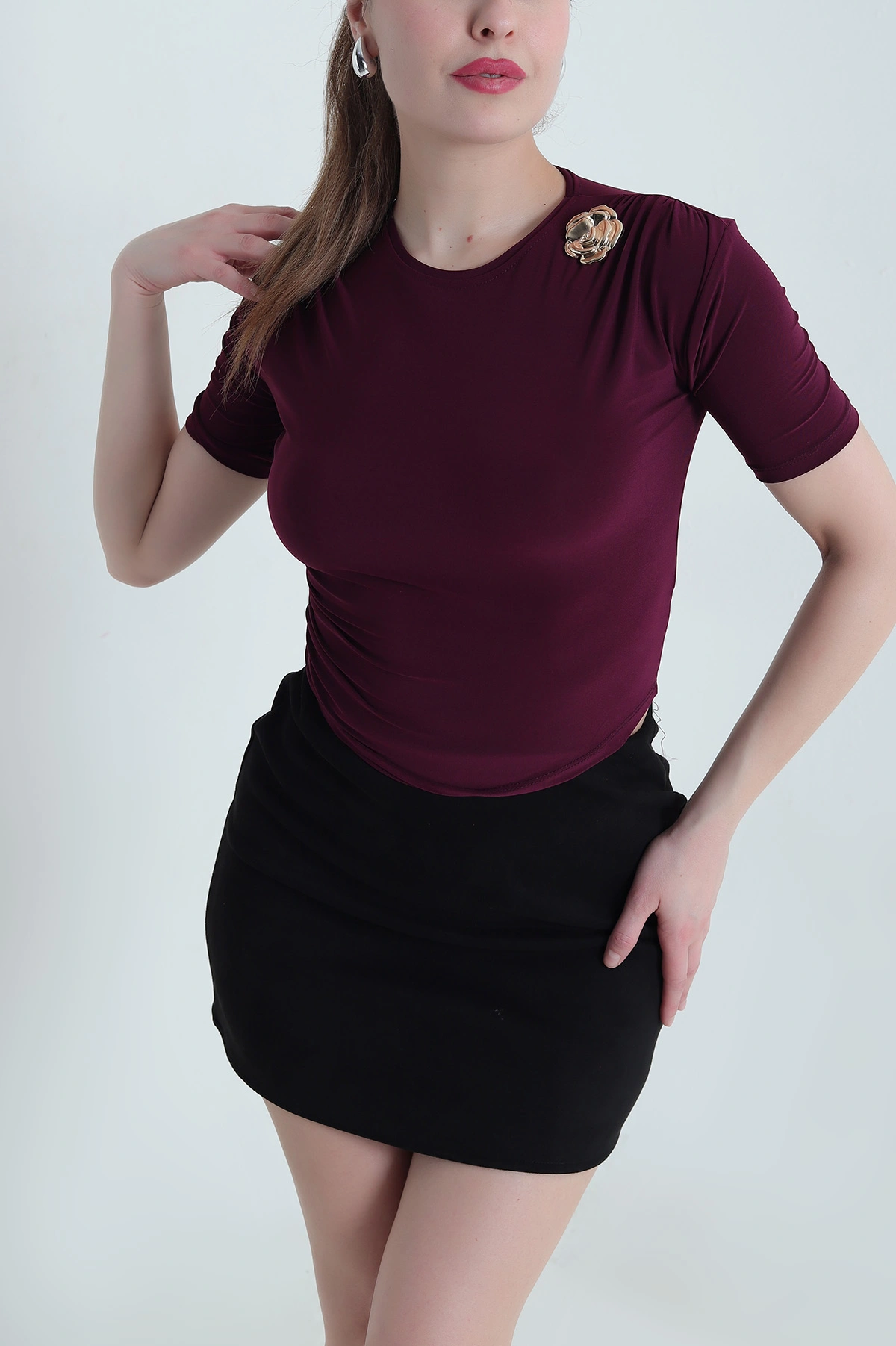 Mürdüm Tokalı Sandy Kadın Bluz 448638