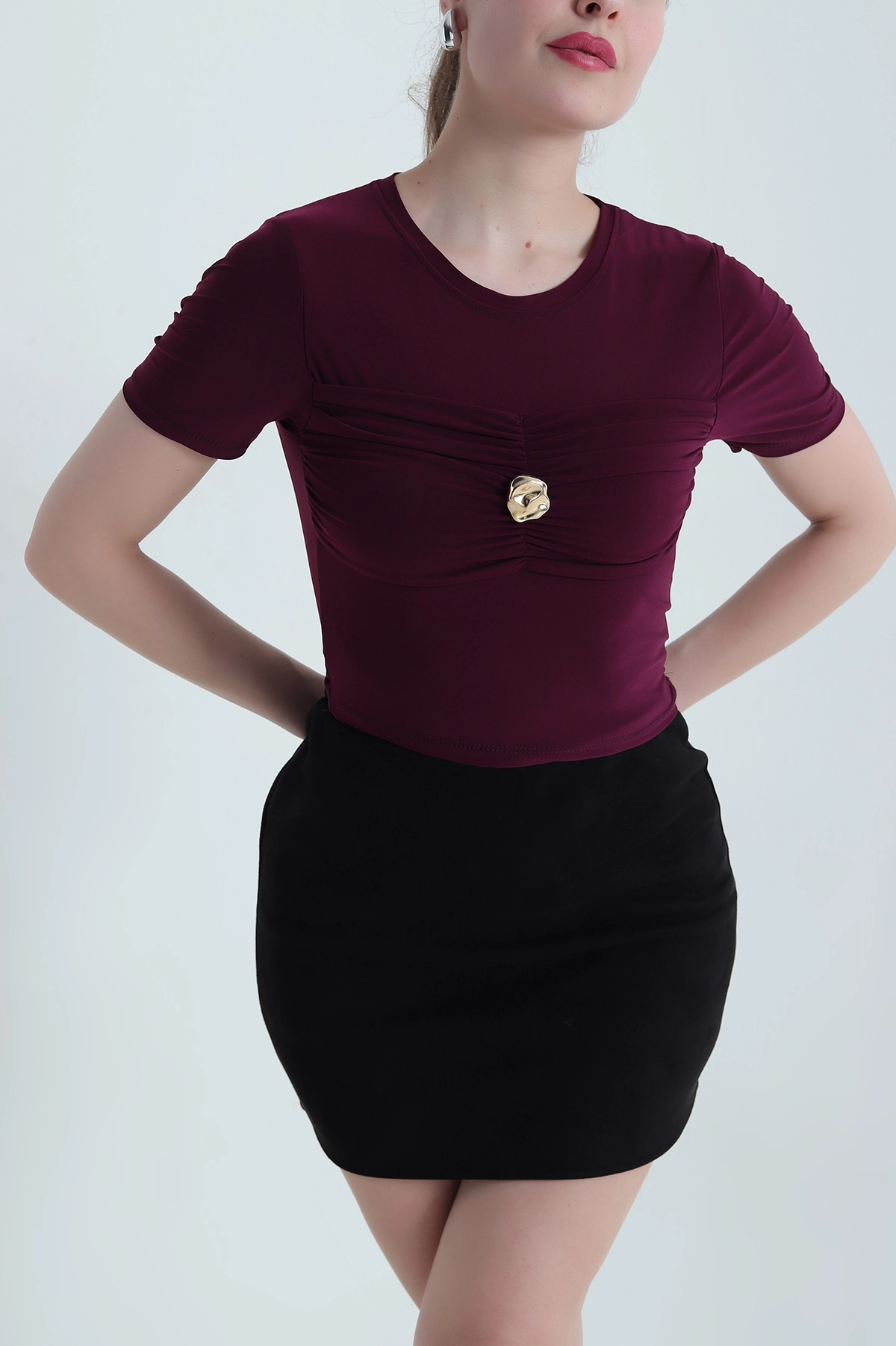 Mürdüm Tokalı Sandy Kadın Bluz 448648