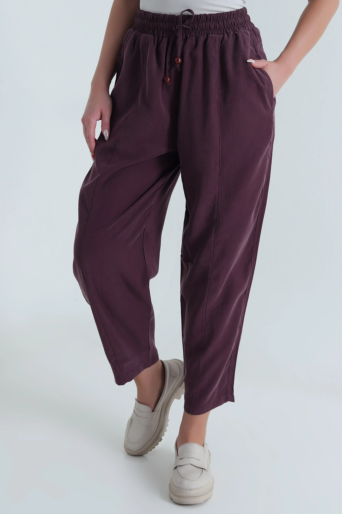 Mürdüm Twil Modal Beli Lastikli Kadın Pantolon 469596