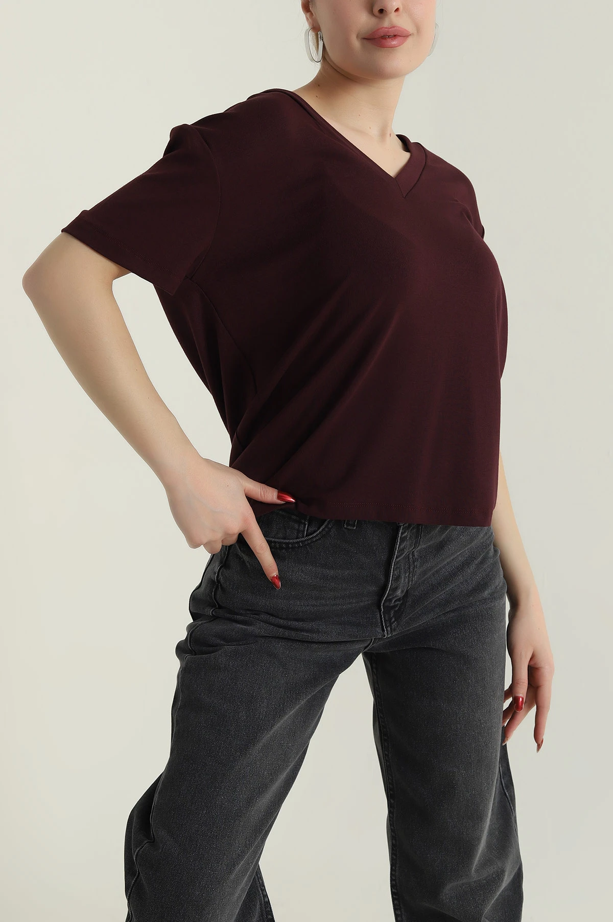Mürdüm V Yaka Viskon Kadın Bluz 428416