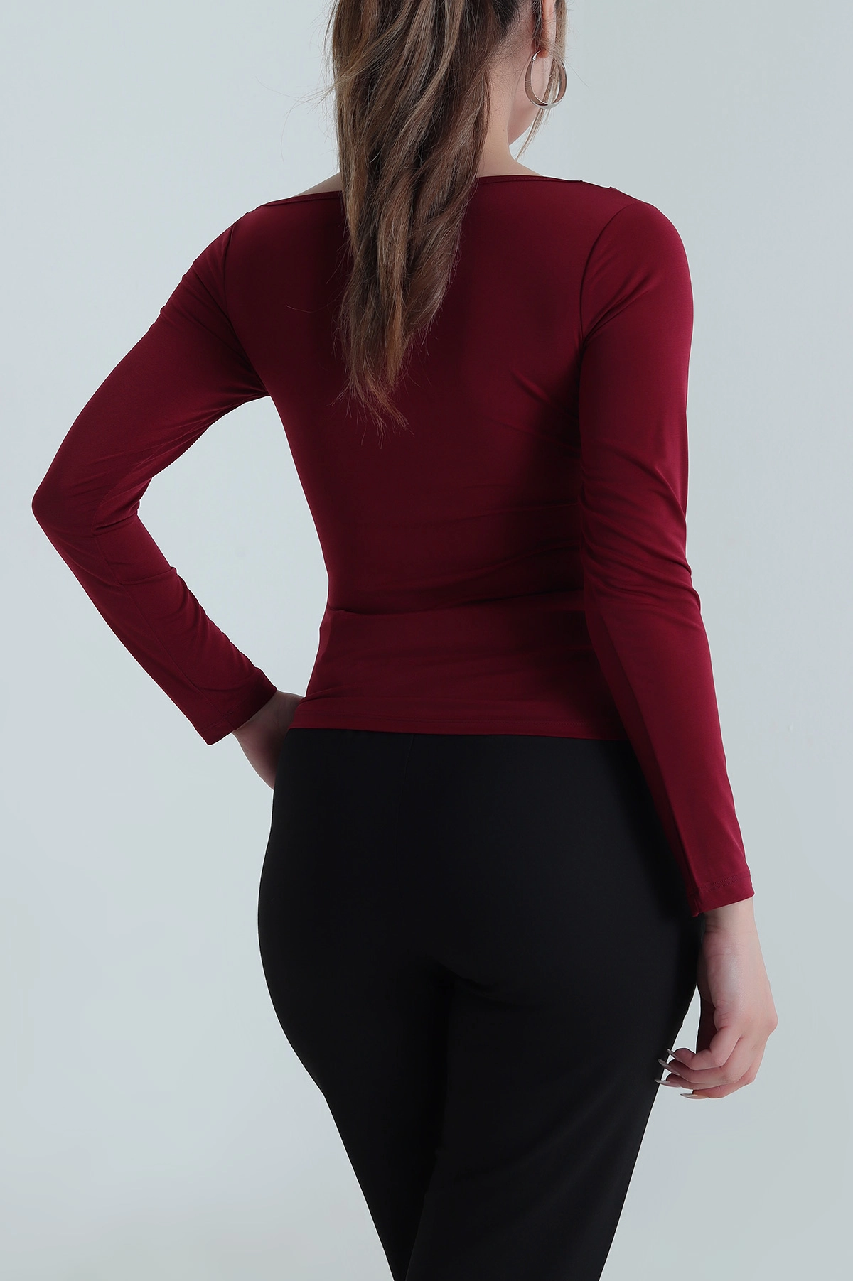 Mürdüm Yakası Dantelli Sandy Kadın Bluz 487037