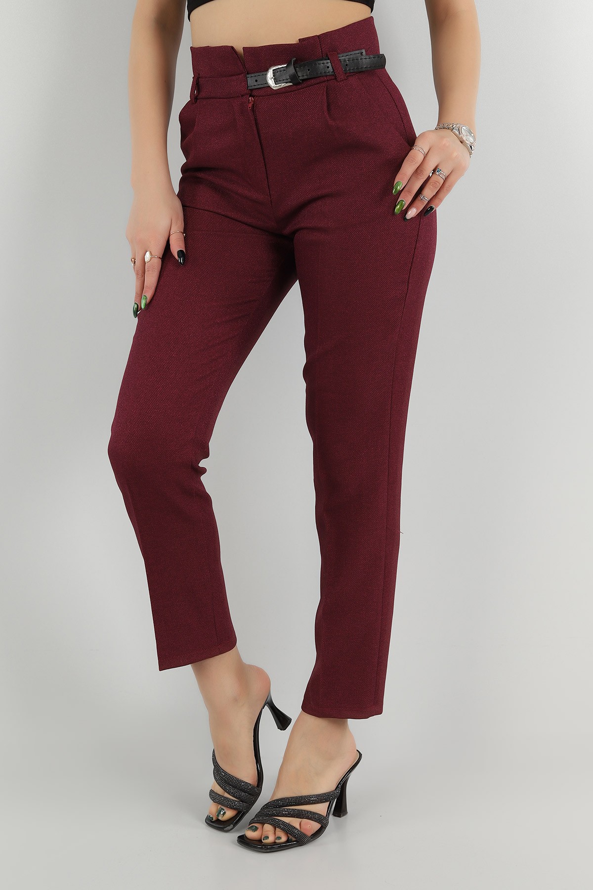 Mürdüm Yün Efek Pantolon -T 149038