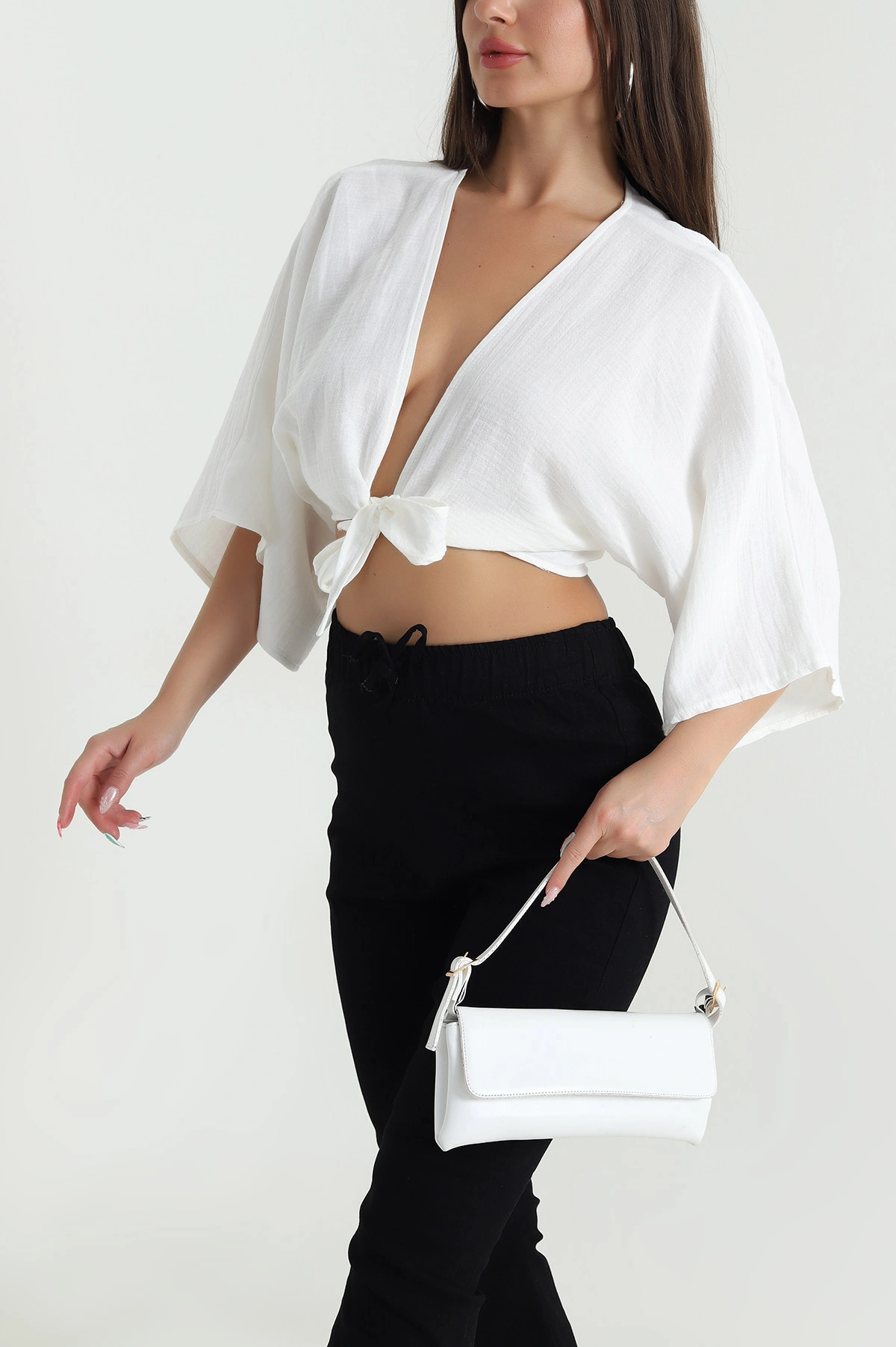 Müslin Kumaş Bağlamalı Bolero 467485