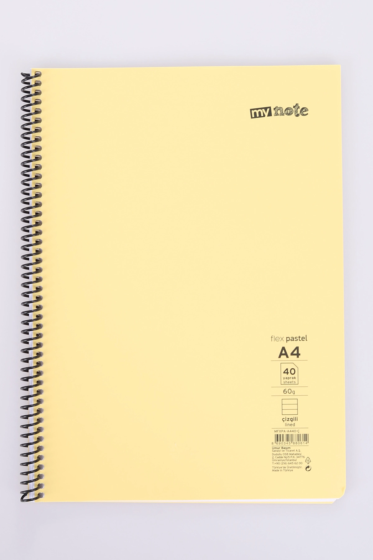 Mynote Flex 40 Yaprak Pastel Çizgili Telli Tello Metod Defter 478411