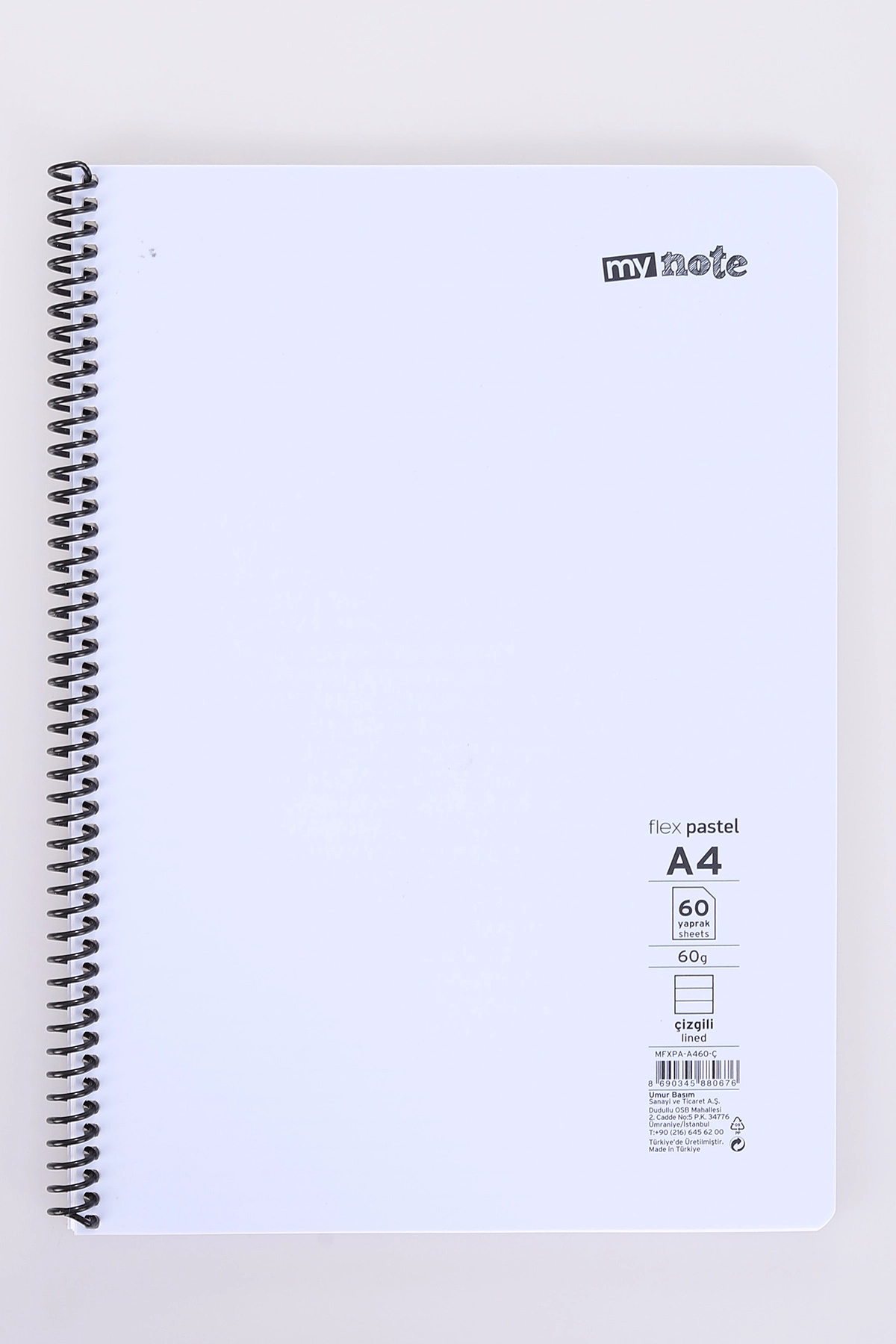 Mynote Flex 60 Yaprak Pastel Çizgili Telli Tello Metod Defter 478412