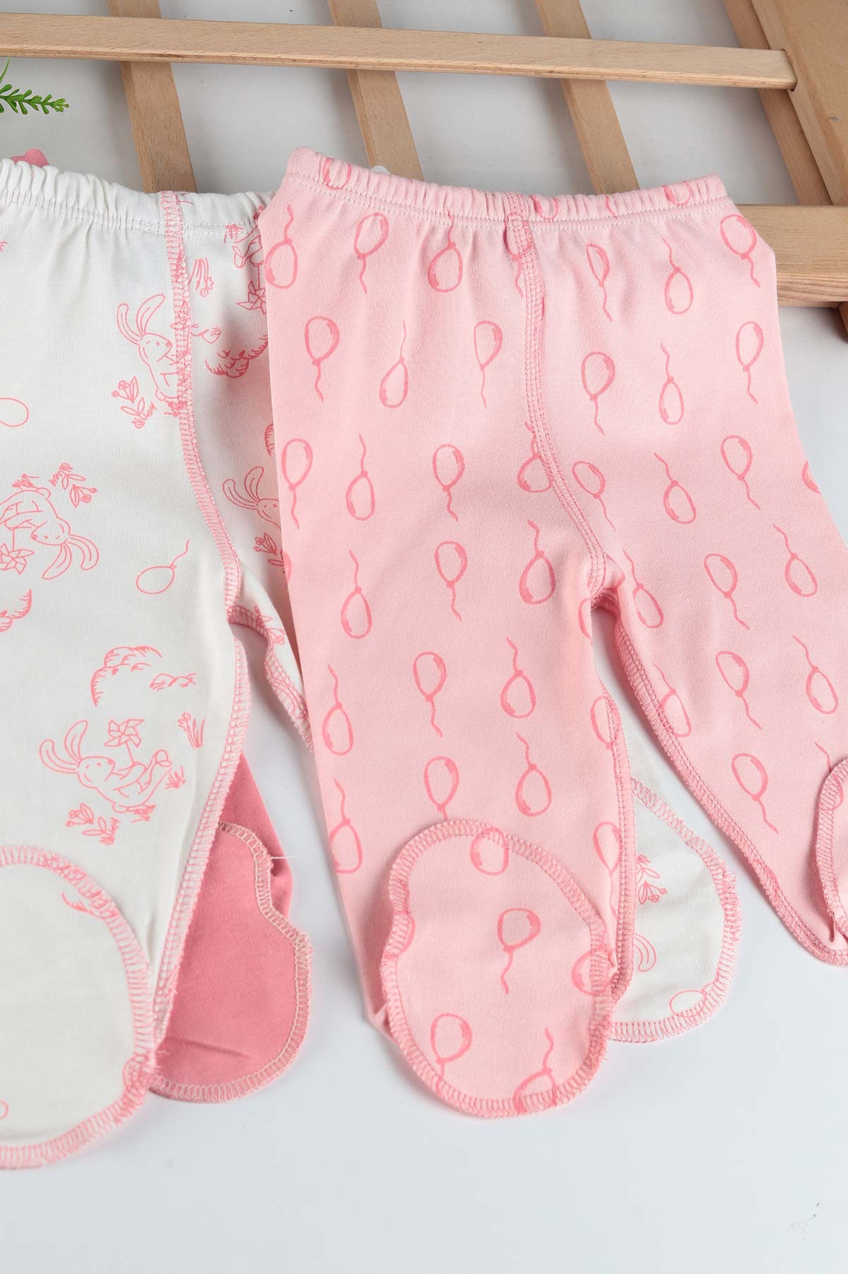Nar Çiçeği (0-3 Ay) Tavşan Baskılı 3'lü Kız Bebe Pantolon 201327