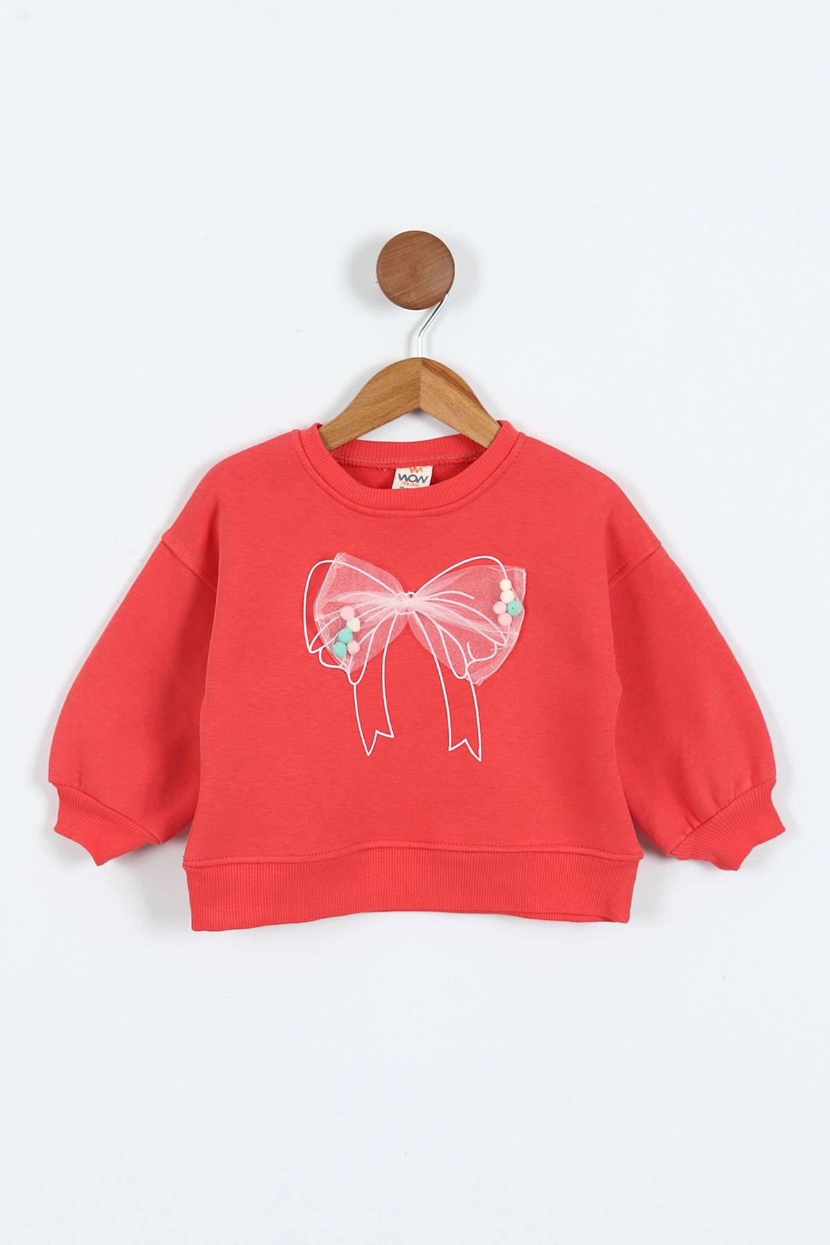 Nar Çiçeği (0-4 Yaş) Fiyonk Detaylı  3  İp Şardonlu Kız Çocuk Sweatshirt 415021