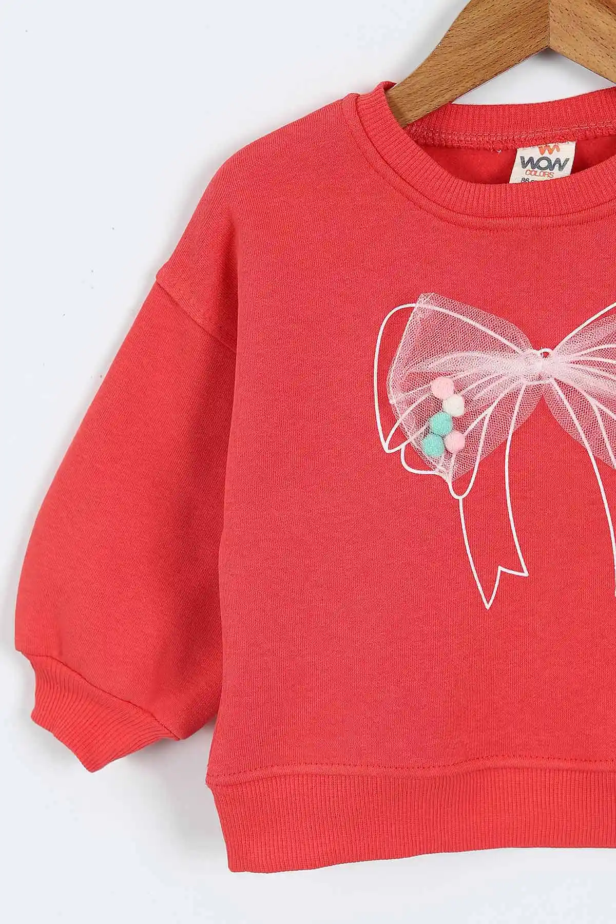 Nar Çiçeği (0-4 Yaş) Fiyonk Detaylı  3  İp Şardonlu Kız Çocuk Sweatshirt 415021