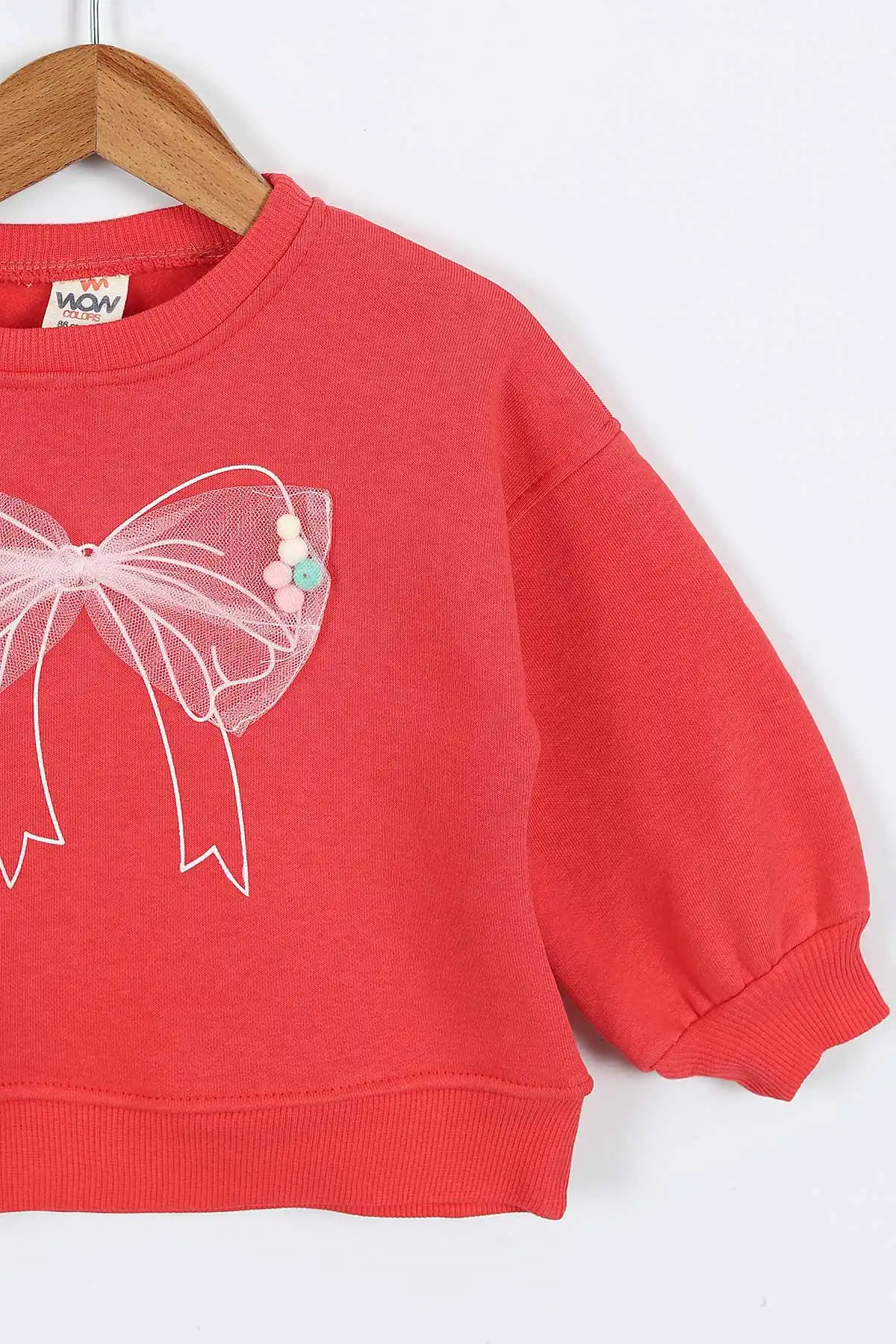 Nar Çiçeği (0-4 Yaş) Fiyonk Detaylı  3  İp Şardonlu Kız Çocuk Sweatshirt 415021
